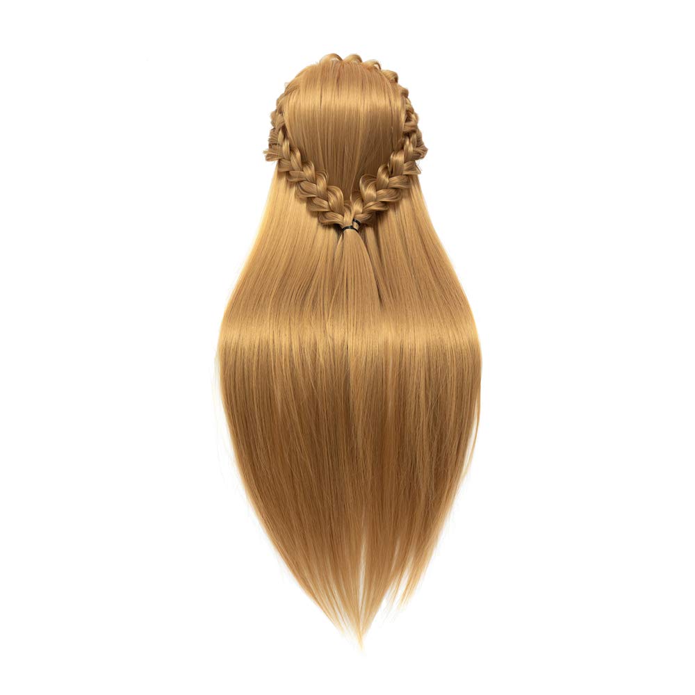 White Smoke Cosmetology Mannequin Head Hair Styling 26-28inch Training Head Synthetic Fiber Manikin Head Doll Head with Clamp （#27 Blonde 20Inch）
