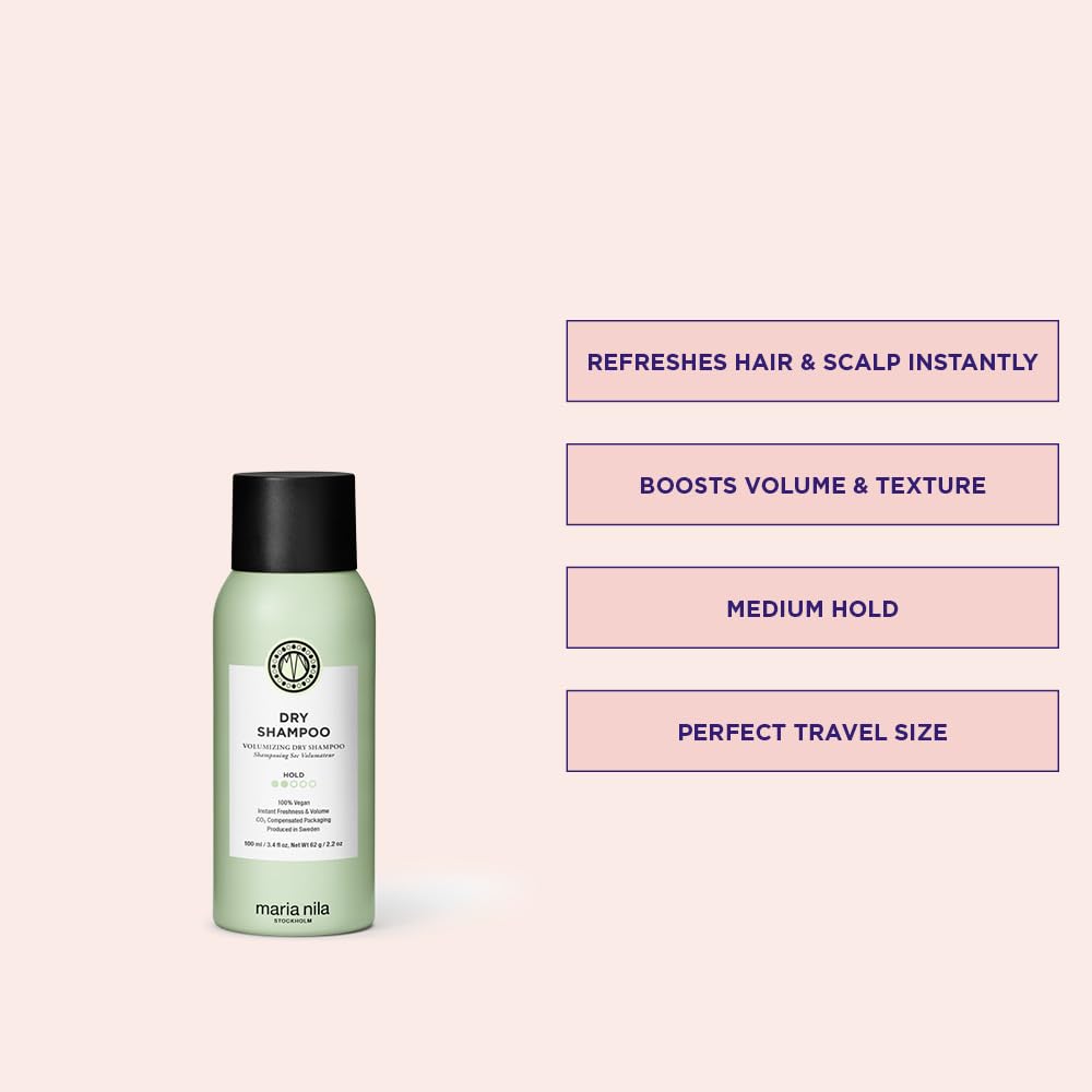 Misty Rose Maria Nila Dry Shampoo, Freshens up Greasy Hair, Adds Volume to Fine Hair, 100% Vegan & Sulfate/Paraben free, 2.4 Oz / 91 ml