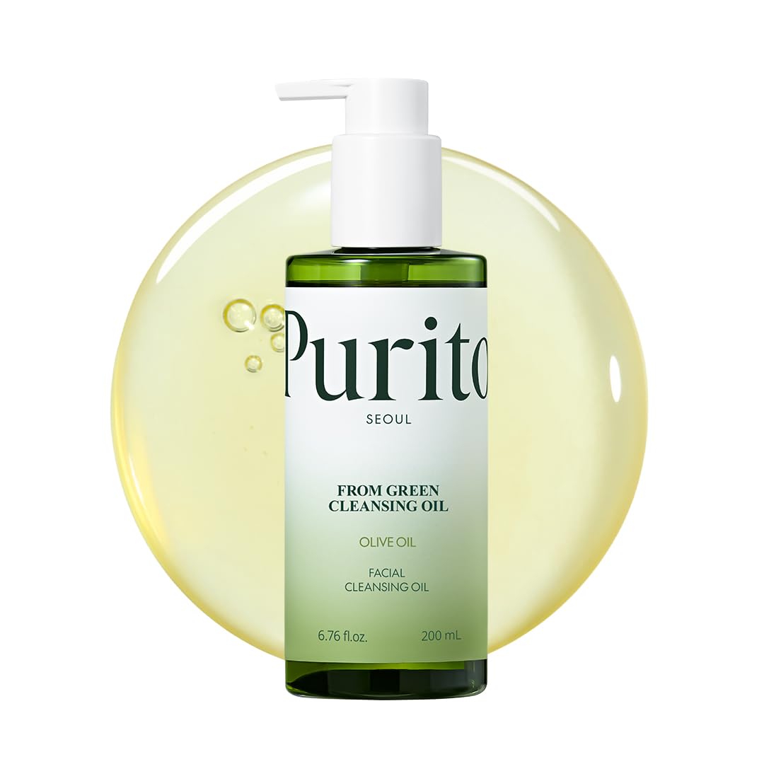 White Smoke PURITO From Green Cleansing Oil, Fragrance-Free Makeup Remover for Face & Eyes, Gentle Vegan Oil Cleanser for Sunscreen & Waterproof Makeup, Cruelty-Free Korean Skin Care, 6.76 fl.oz / 200ml
