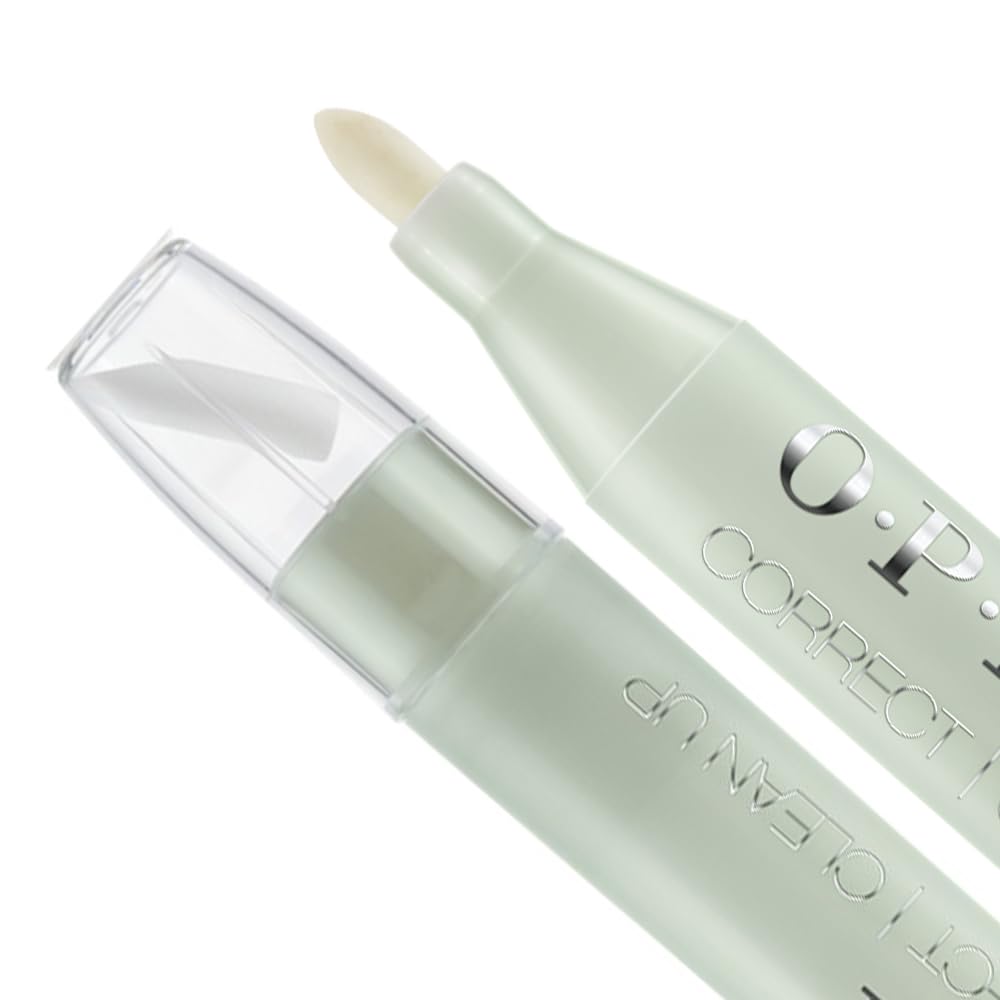 White Smoke OPI Correct Clean Up | Refillable Nail Polish Remover Corrector Pen | Gentle & Non-Drying Formula | Includes Replacement Tip | 0.13 fl oz