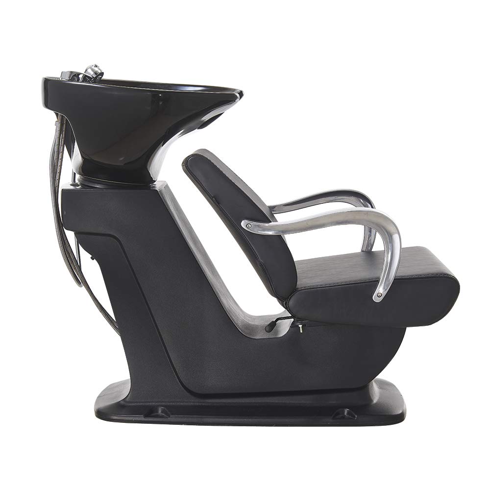 White Smoke DIR Beauty Salon Shampoo Backwash Unit Sink Station Tilting Ceramic Sink with Adjustable Seat - Beckman