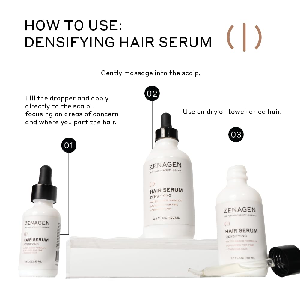 White Smoke ZENAGEN Densifying Hair Serum for Fine + Thinning Hair | Boosts Hair Density, Strengthens & Nourishes Hair Follicles, Non-Greasy Water-Based Formula, Plant-Based, Vegan, All Hair Types, 1.7 oz