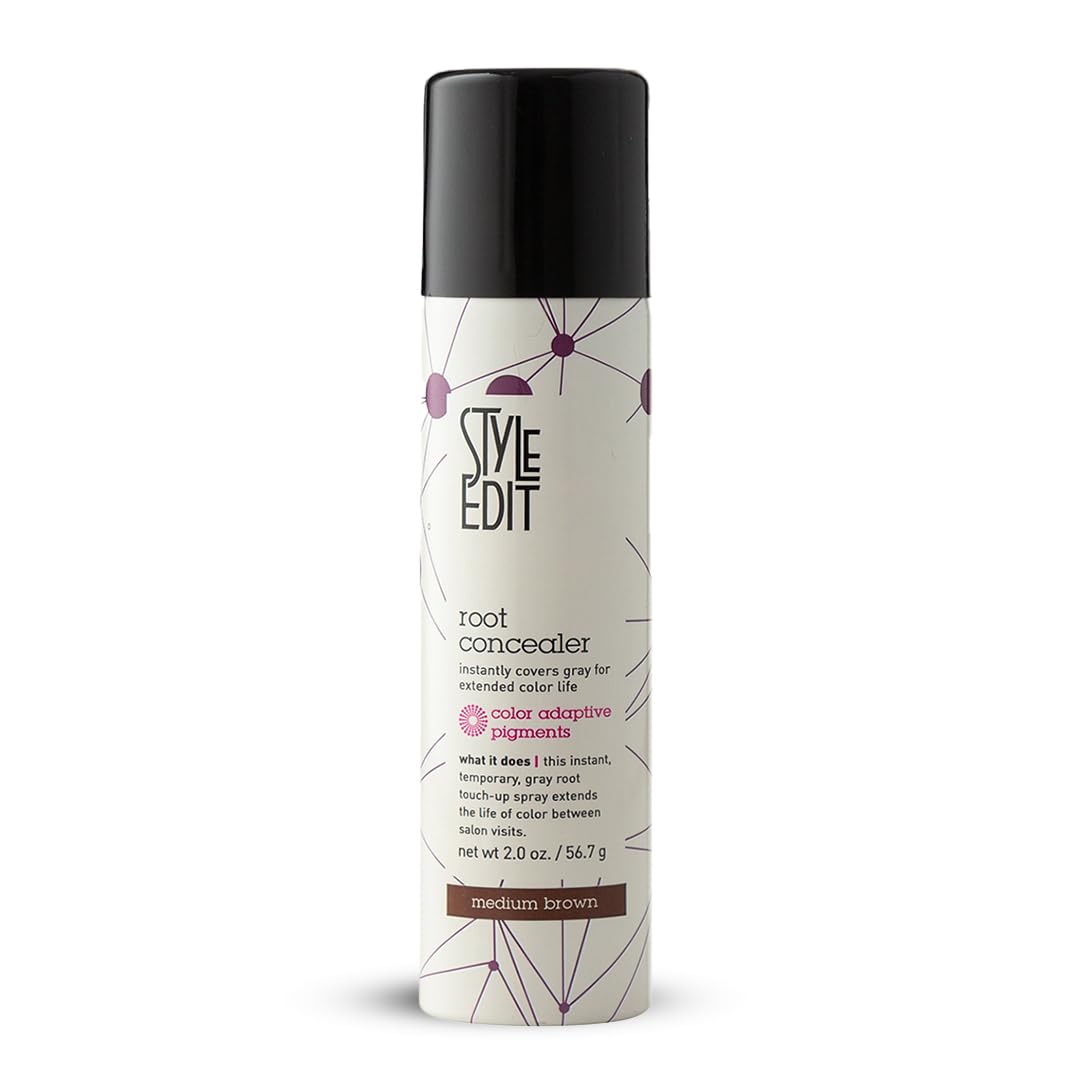 White Smoke Style Edit Root Touch Up Spray | Temporary Hair Color for Gray Roots and Thinning Hair | Salon-Quality, Transfer-Resistant Hair Concealer | Medium Brown, 2 oz