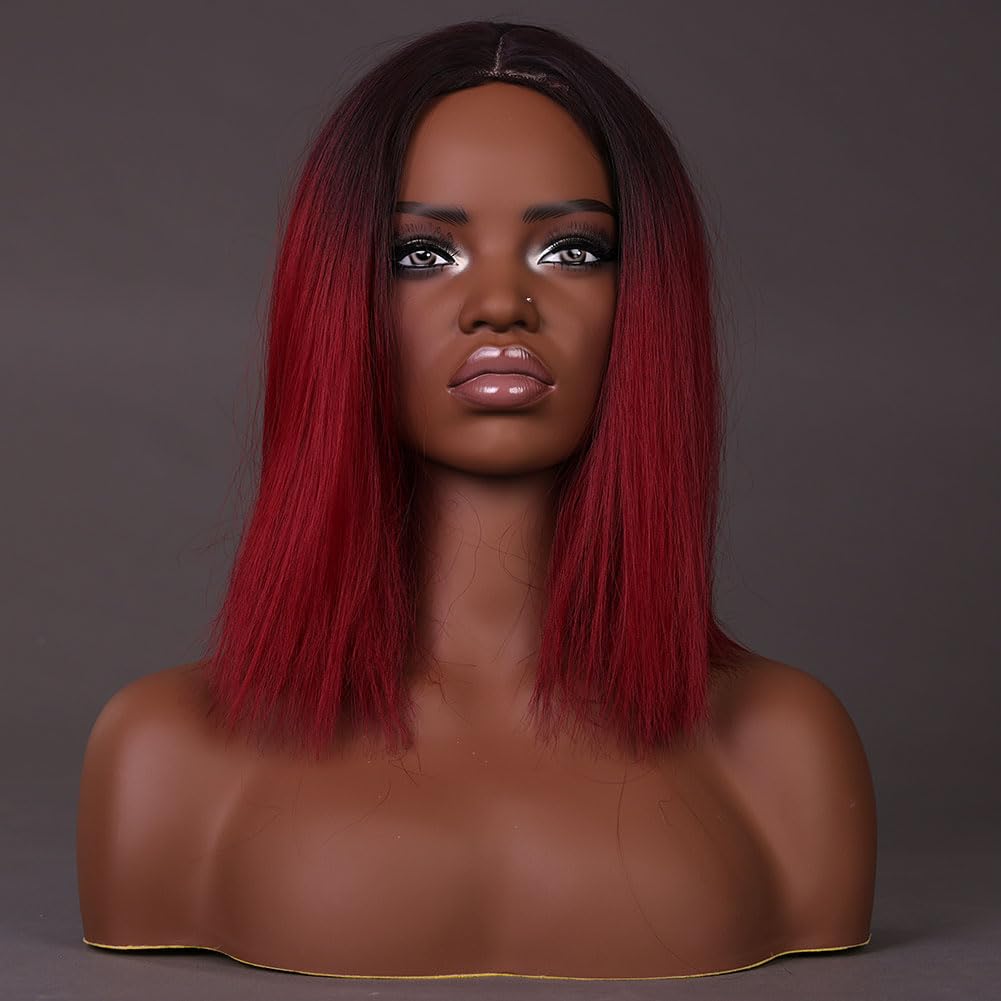 Dark Slate Gray JINGFA Realistic Female Mannequin Head with Shoulders Manikin Wig Head Stands for Wigs Displaying Make Up Head