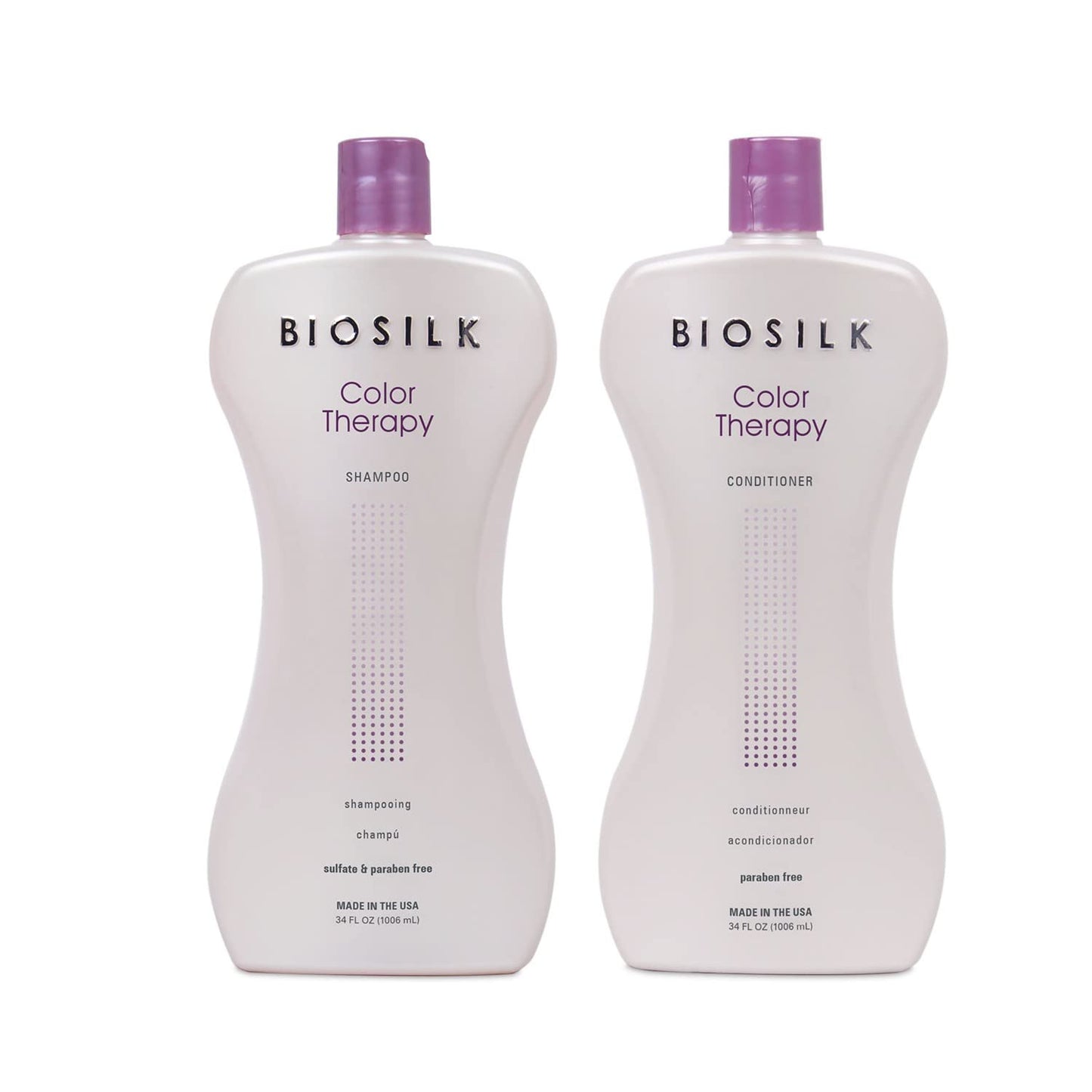 White Smoke BioSilk Color Therapy Shampoo & Conditioner Duo, Gently Cleanses & Replenishes Moisture, Sulfate, Paraben, & Cruelty-Free, 34 Oz (Pack of 2)