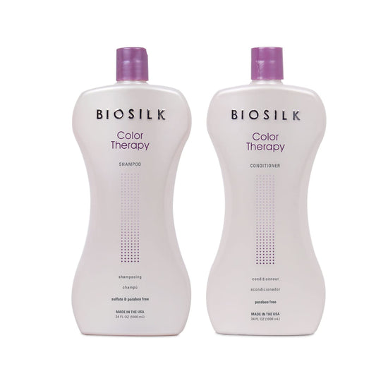 White Smoke BioSilk Color Therapy Shampoo & Conditioner Duo, Gently Cleanses & Replenishes Moisture, Sulfate, Paraben, & Cruelty-Free, 34 Oz (Pack of 2)