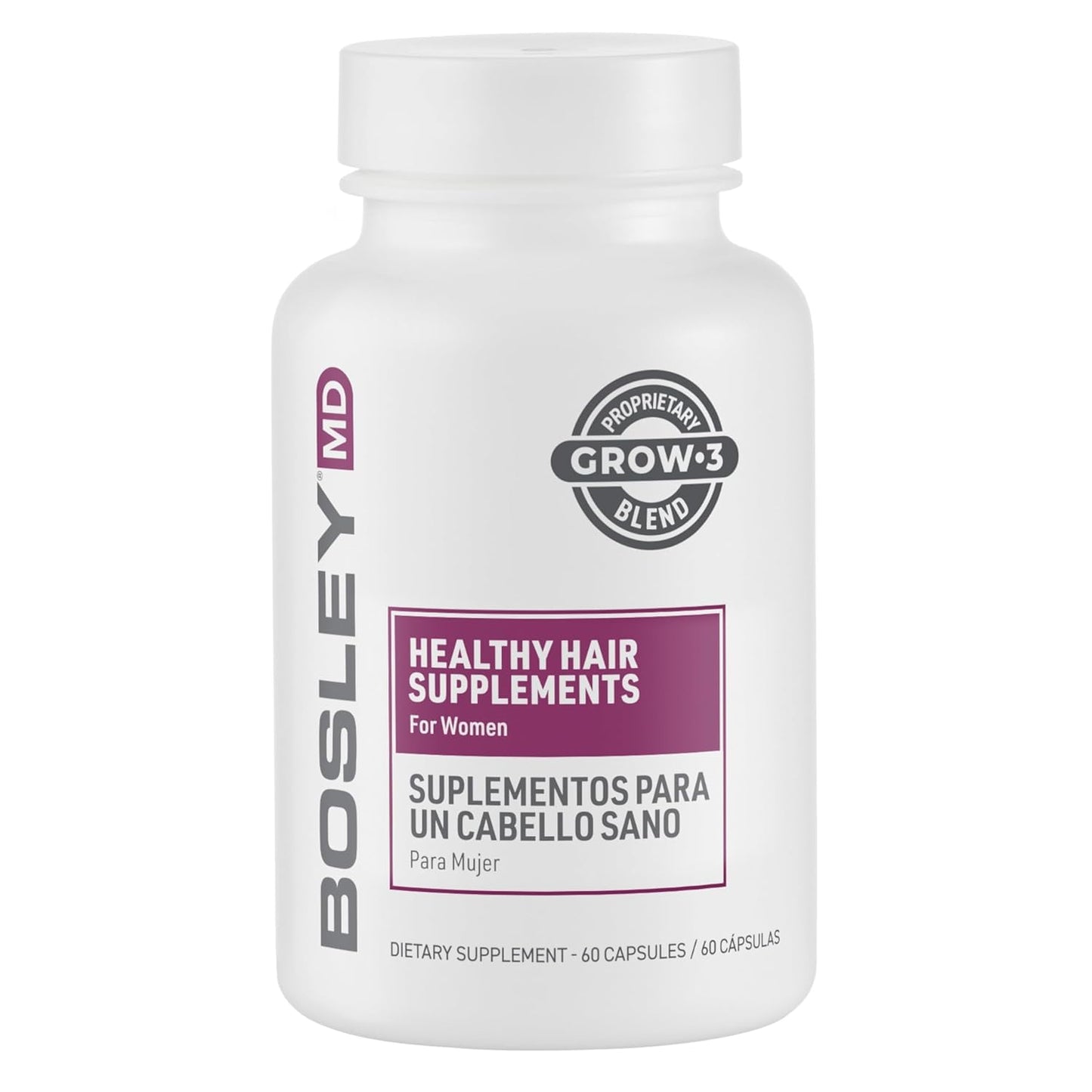 Lavender BosleyMD Women’s Healthy Hair Growth Supplements for Thicker, Fuller Hair– DHT-Blocking Botanicals with Biotin, Niacin, Zinc & L-Lysine – Rich in Vitamins & Minerals – 60 Capsules (2-Month Supply)