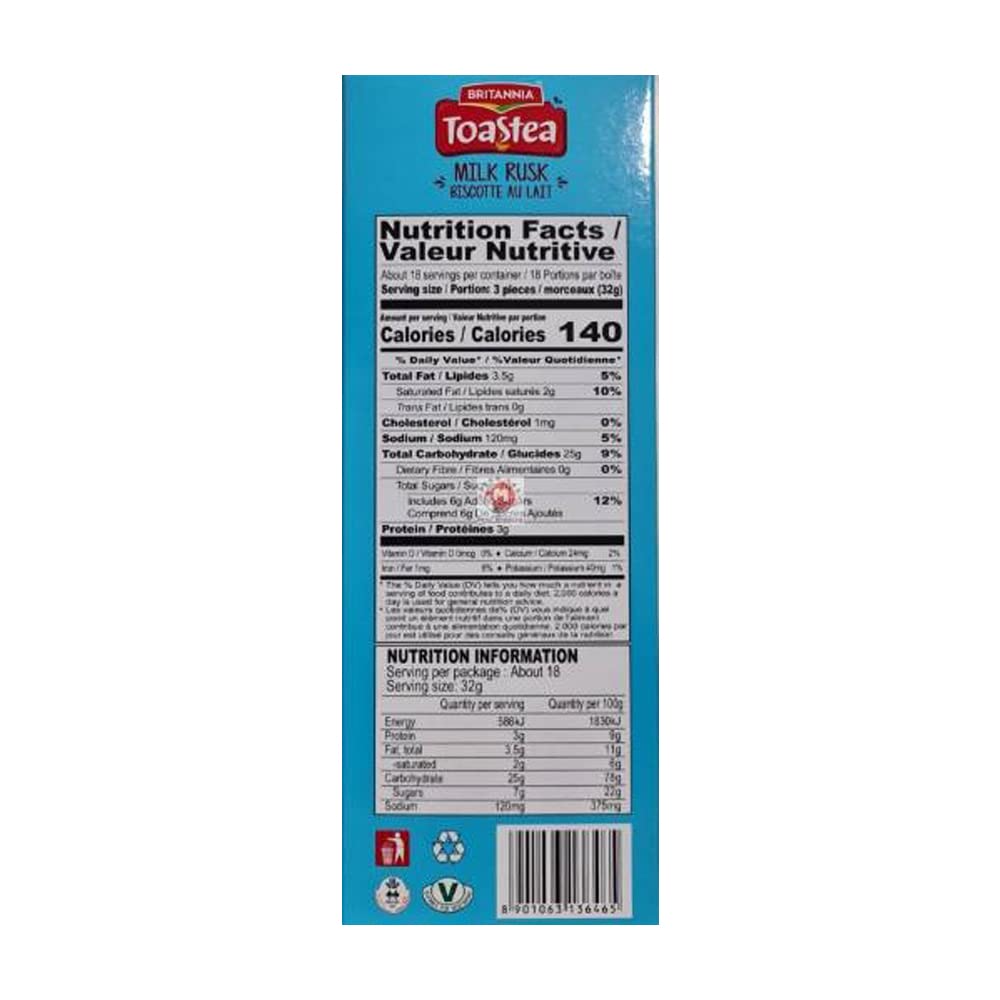 Dark Gray Britannia Toastea Milk Rusk 2.46lb (1.12kg) - Crispy, Crunchy - Breakfast & Tea Time Snacks (Pack of 1)