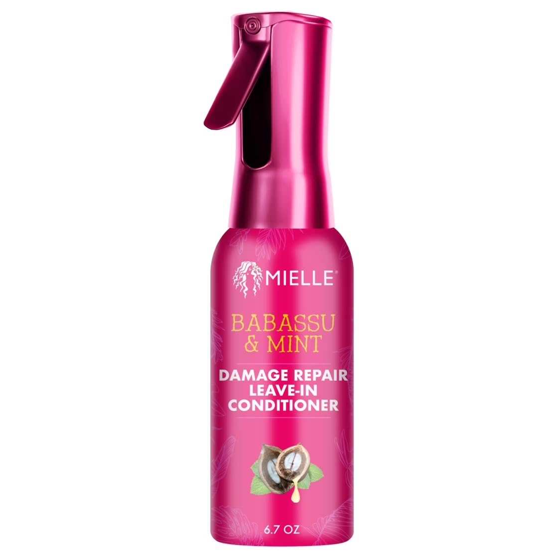 White Smoke Mielle Organics Babassu & Mint Damage Repair Leave-In Conditioner for Damage Free Styling, 6.7 Ounce