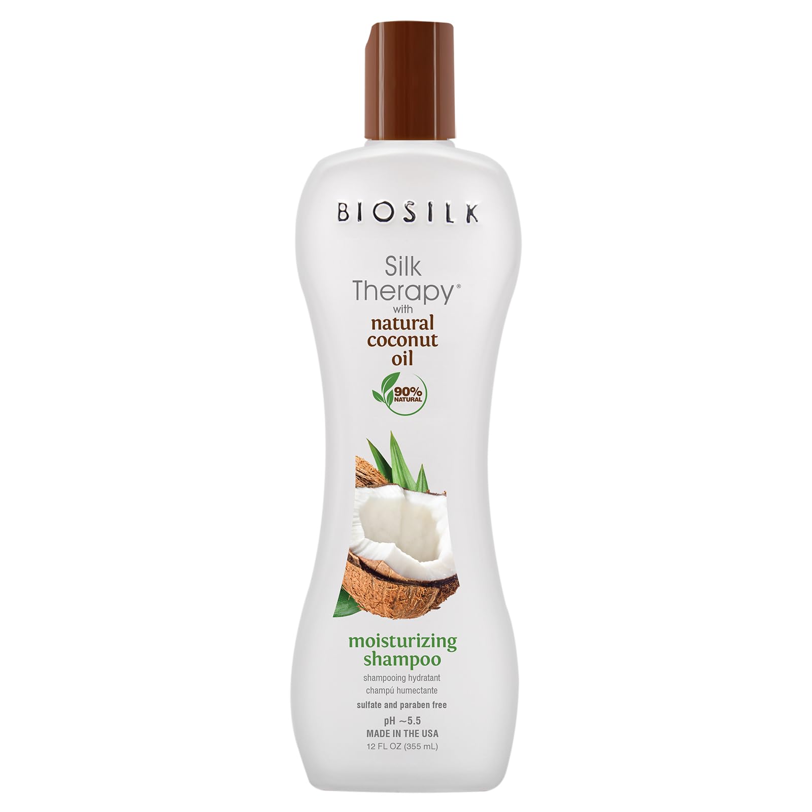 White Smoke BioSilk Silk Therapy with Natural Coconut Oil Moisturizing Shampoo, Cleanses & Replenishes Moisture, Sulfate, Paraben & Cruelty-Free, 12 Oz