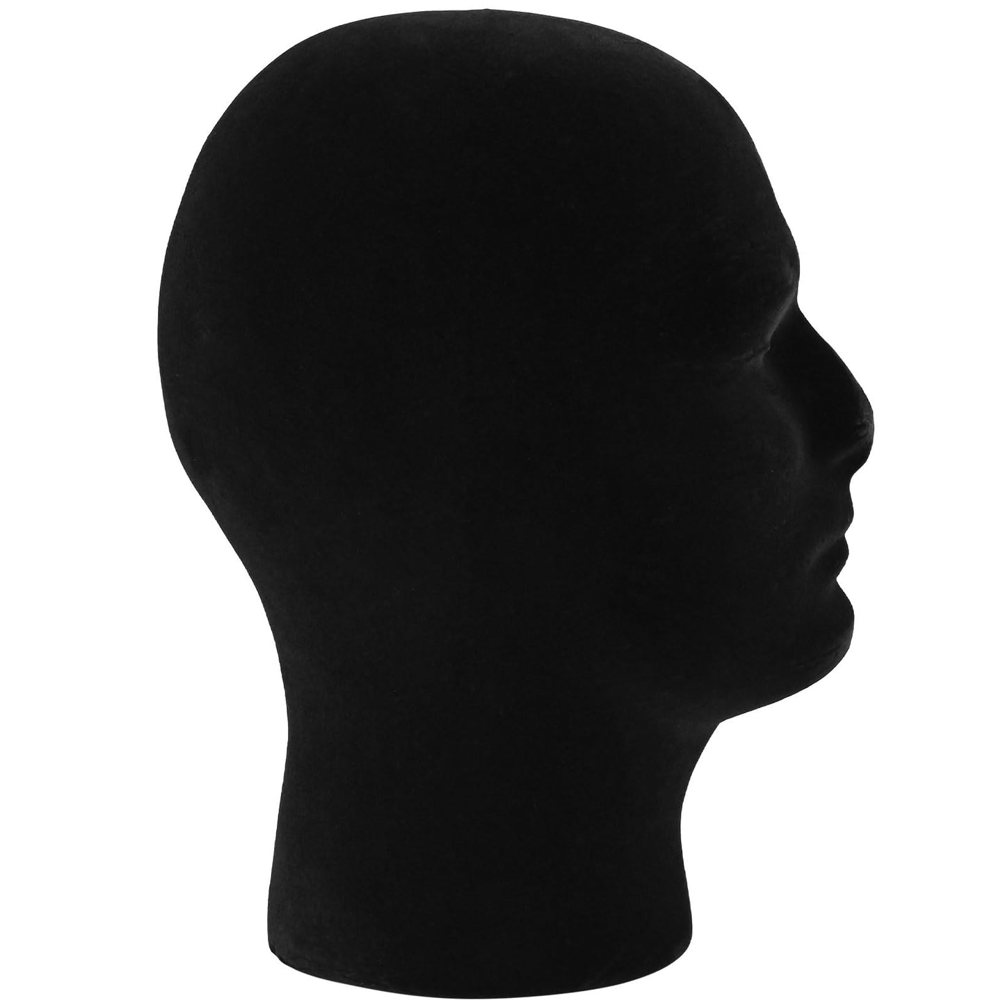 Black FJIAYU 2 Pack Black Mannequin Head Stand, Velvet Male Manikin Head Wig Stand, Foam Head for Wigs, Hats, Glasses, Masks