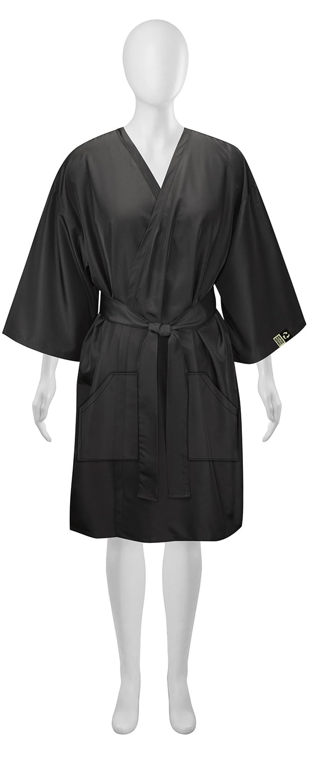 White Smoke Olivia Garden All-Purpose Hairdresser Gown with Color Bowls, Waterproof Smock for Haircuts, Bleaching, and Styling