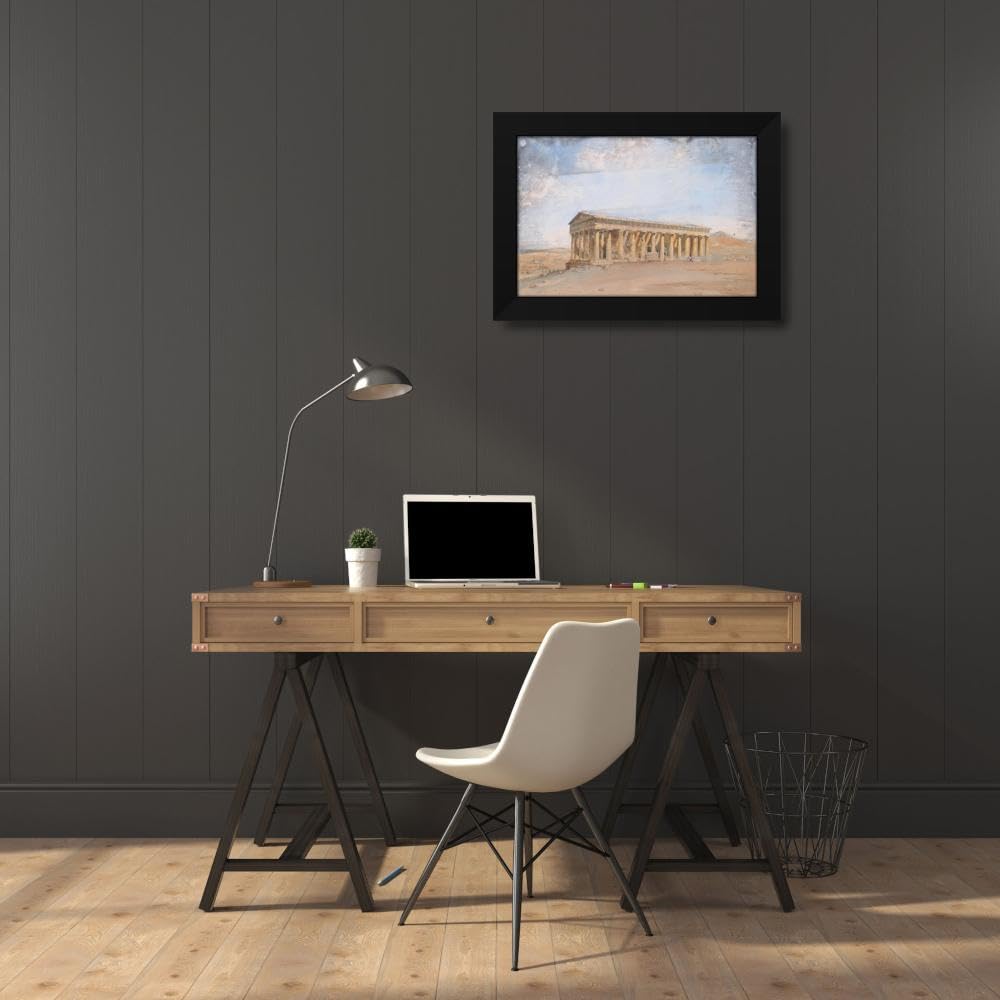 Dark Slate Gray Giovanni Lanza 24x17 Black Modern Framed Art Print Titled: The Temple of Theseus, Athens