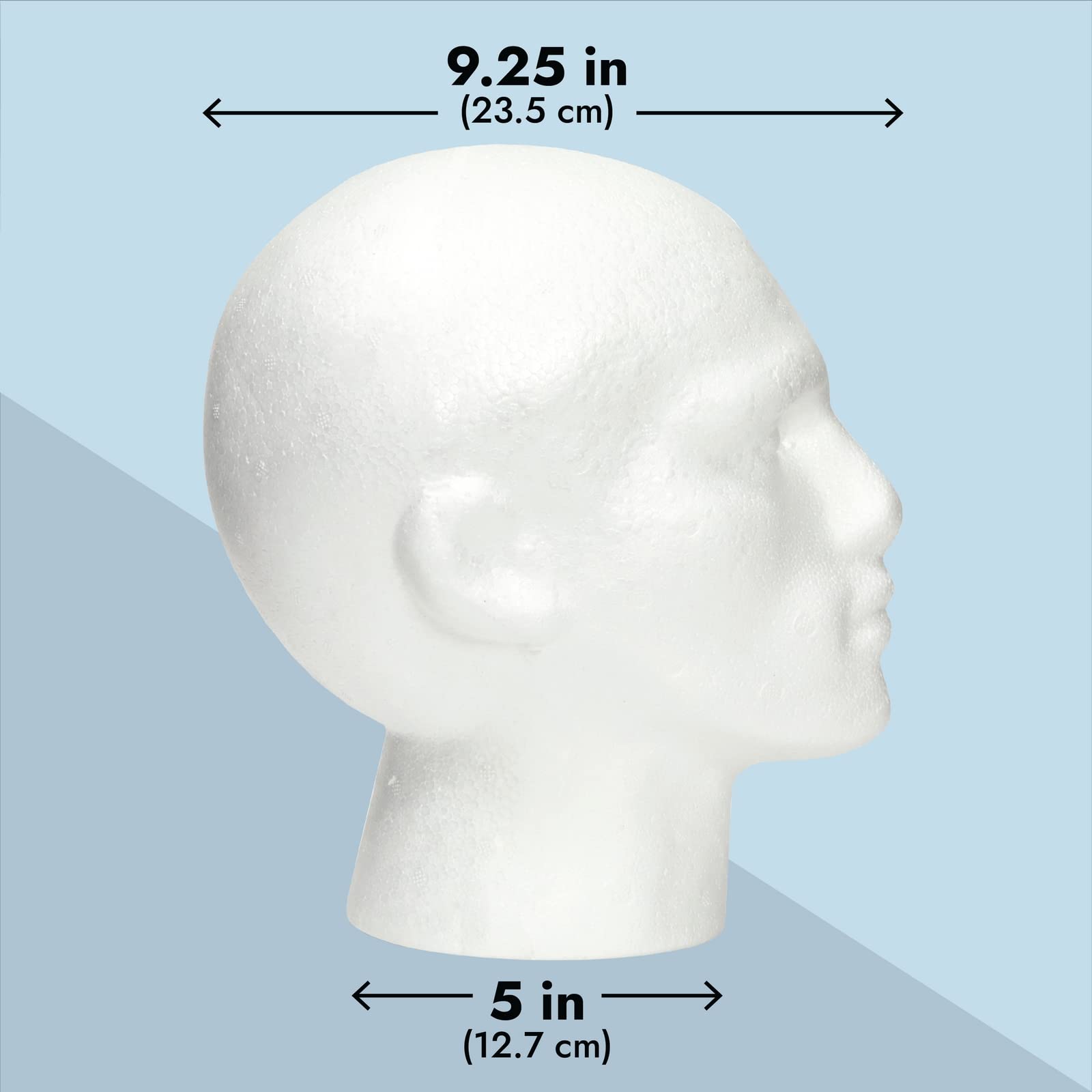 Light Gray Juvale Mannequin Head for Masks, Hats, Wigs - White, 9.25 x 7 x 11 in - Foam Head Wig Stand & Hat Display