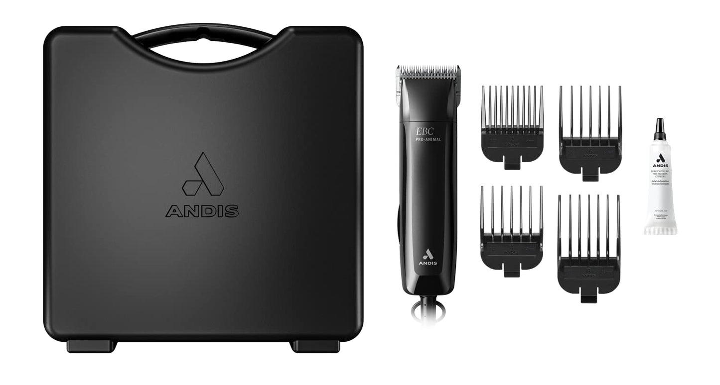 White Smoke Andis 53340 Pro-Animal EBC Detachable Blade Clipper Kit, Professional Animal/Dog Grooming, MBG-4, Black