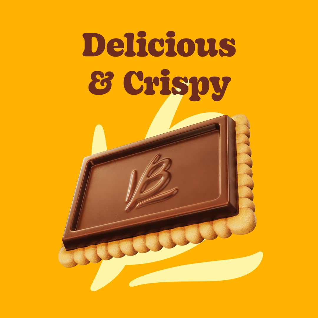 Orange Bauducco Choco Biscuit Cookies – Crispy Chocolate-Covered Biscuits, Individually Wrapped for Snacking, Dessert, and Lunch Boxes, 15.2 oz (Pack of 24)