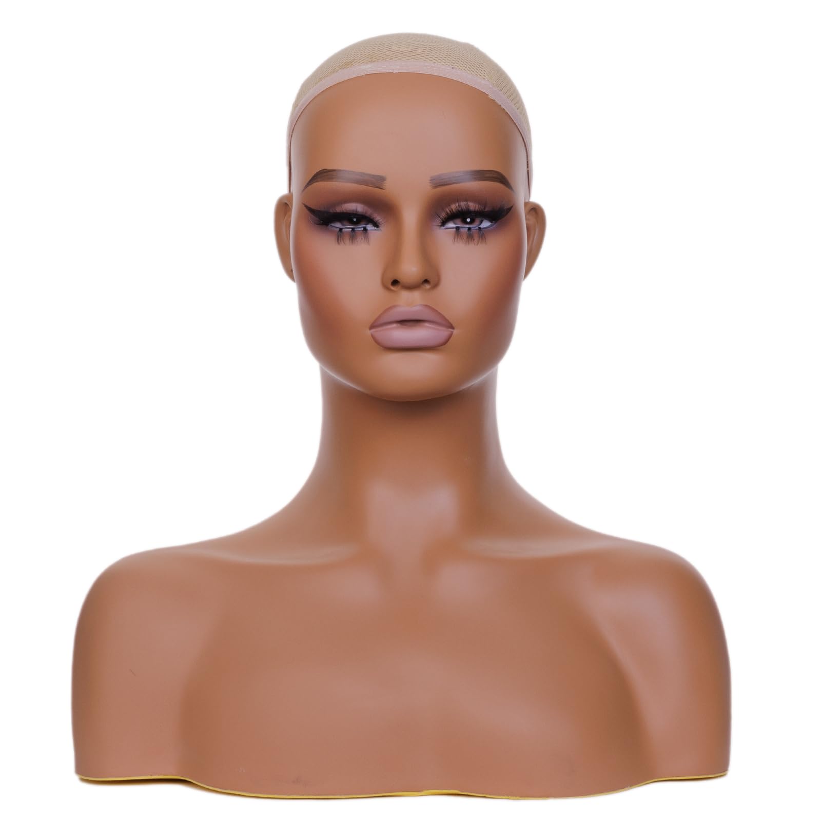 White Smoke JINGFA Femal Wig Head Realistic Mannequin Head with Shoulders for Wig, Hat, and Sunglass Displaying