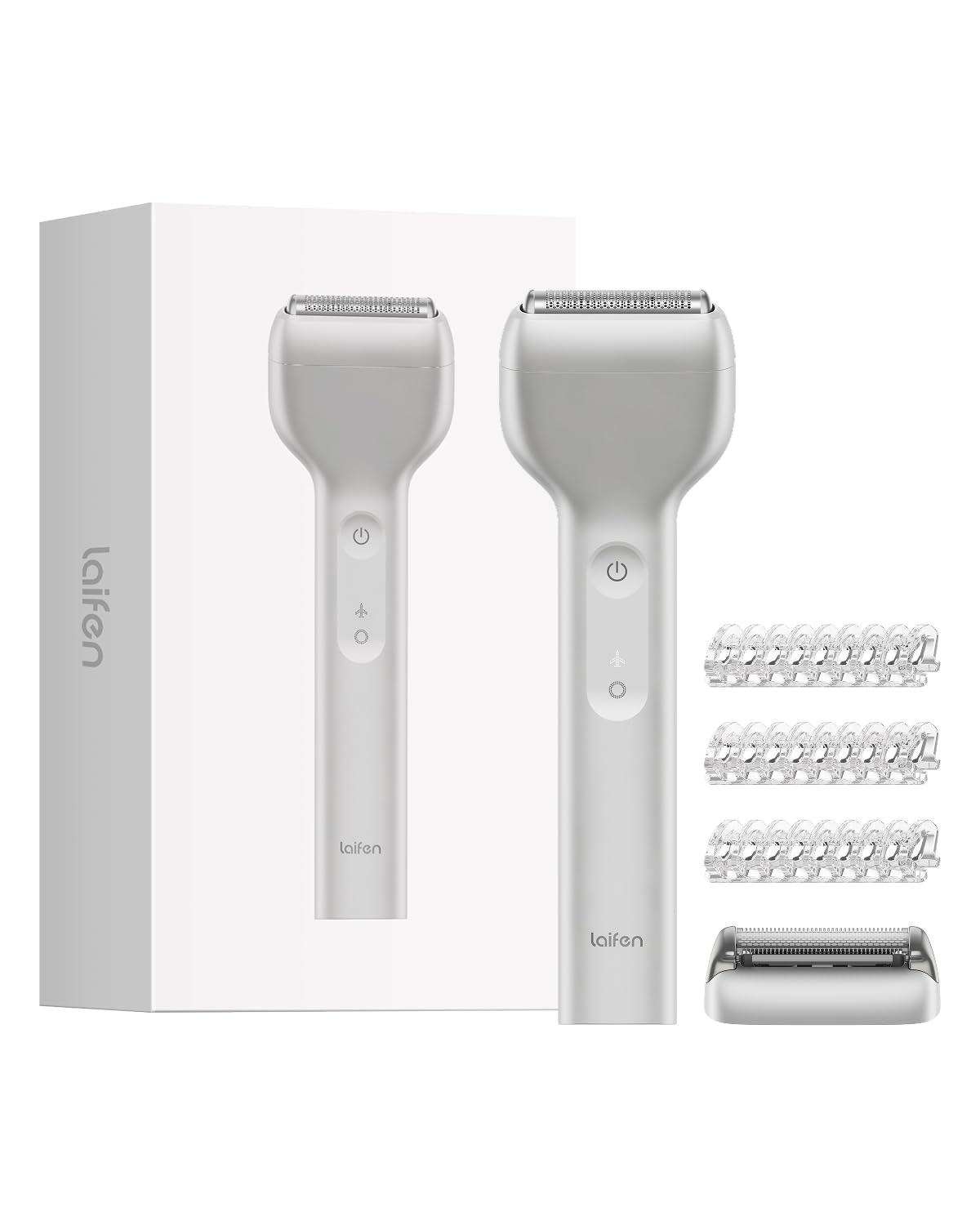 White Smoke Laifen T1 Pro 1-Blade Electric Shaver, High-Speed 12,000 Cuts/Min, Long Hair Trimmer with 3 Guards, for Sparse Beard & Daily Styling, Wet & Dry, IPX7 Waterproof (Aluminum Alloy)