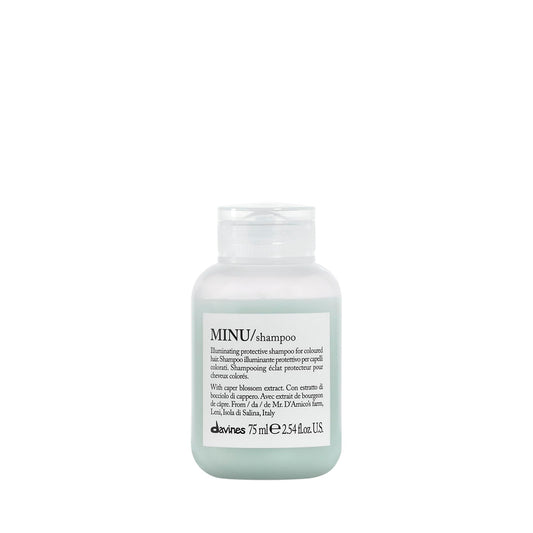 Lavender Davines MINU Shampoo, Hydrating Color-Protecting Gentle Cleansing Action for Colored Hair - Preserves Cosmetic Color Vibrancy, Keeping it Bright & Shiny with Salina Caper, Travel Size, 2.54 Fl Oz