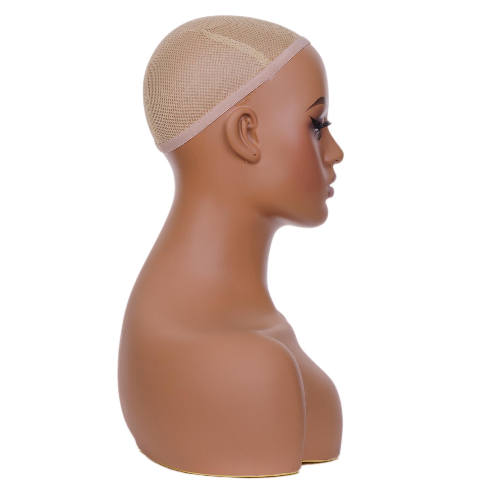 White Smoke JINGFA Femal Wig Head Realistic Mannequin Head with Shoulders for Wig, Hat, and Sunglass Displaying