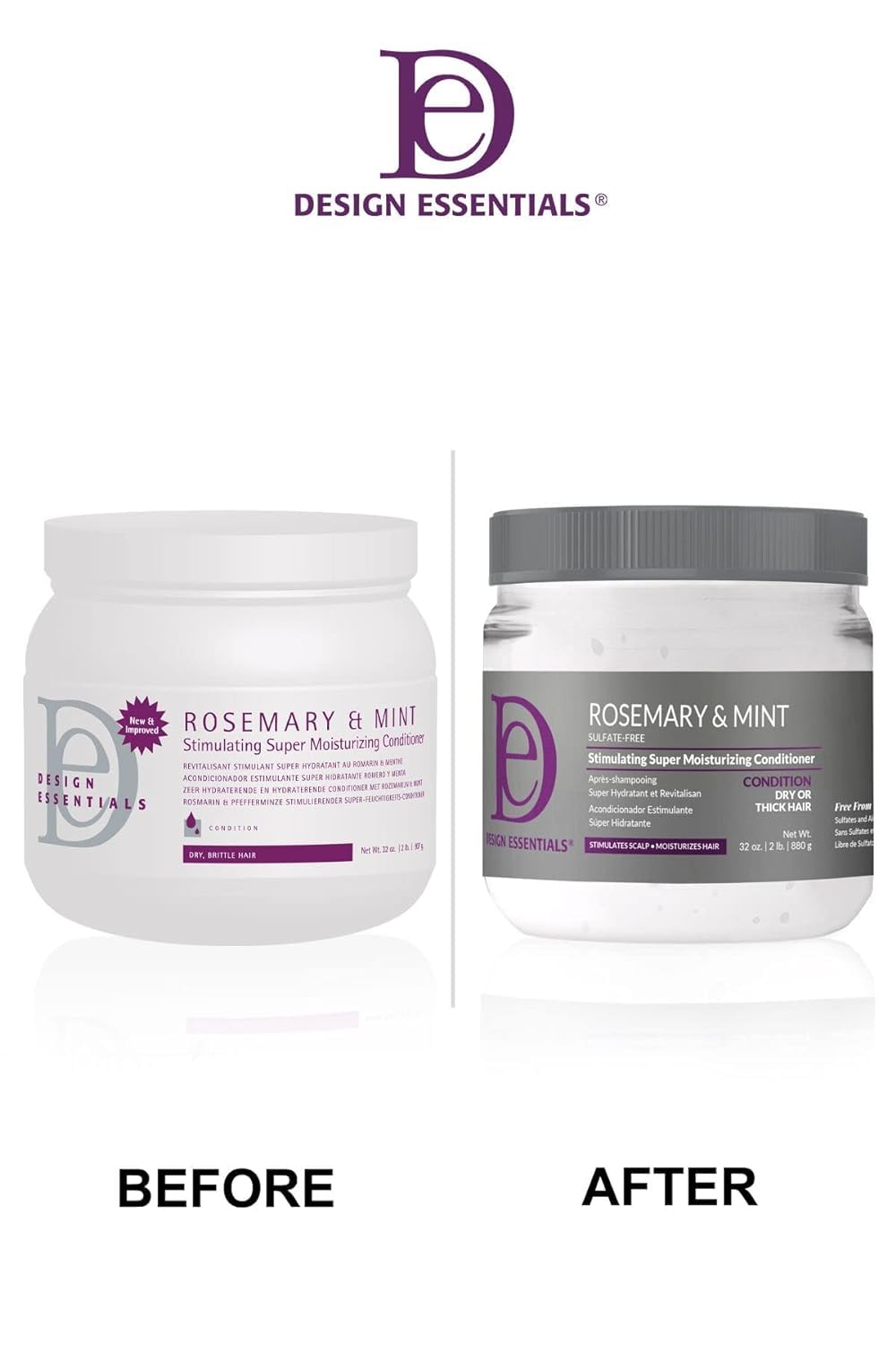 White Smoke Design Essentials Rosemary & Mint Stimulating Super Moisturizing Conditioner for Dry, Thick, or Brittle Hair; Sulfate-Free, Stimulates Scalp, Moisturizes Hair, 32 Oz