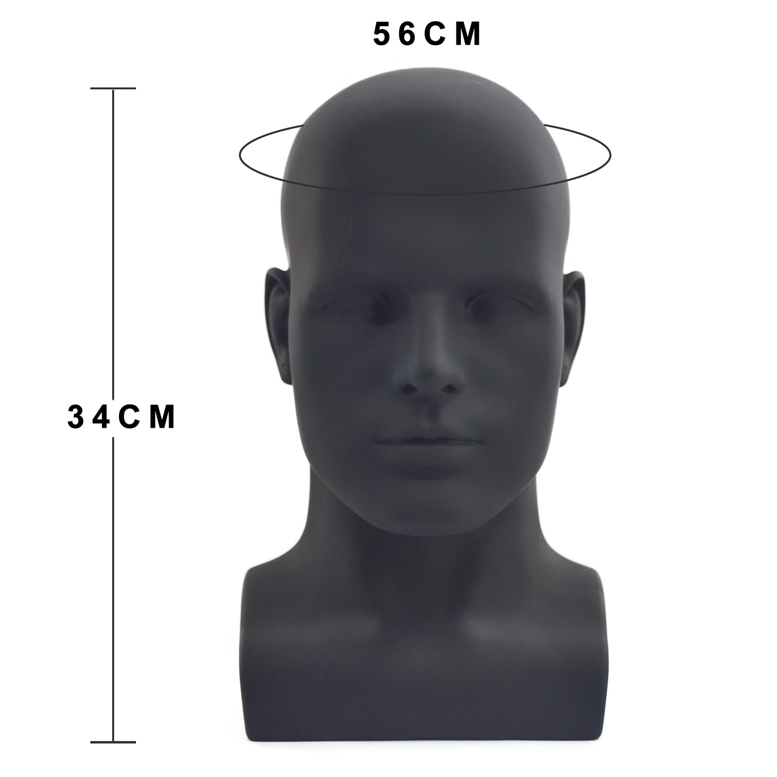 White Smoke VEELTRAS Male Mannequin Head PVC Professional Head Model Cosmetology Male Mannequin Head Display for Wigs Hat Mask Scarf Sunglasses with Mount Hole (Matte black)