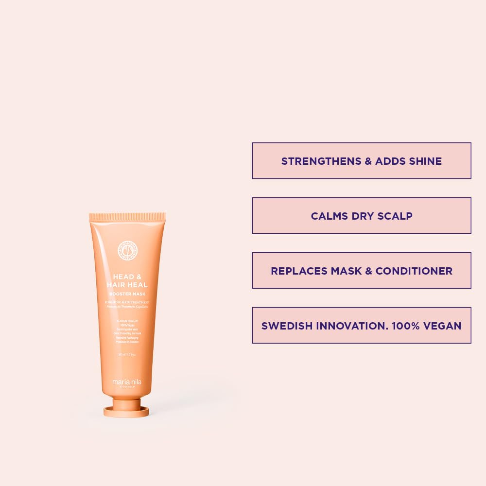 Misty Rose Maria Nila Head & Hair Heal, Soothing Booster Mask for Dry & Itchy Scalp, Calming Aloe Vera & Piroctone Olamine Properties Moisturises/Soothes Scalp Preventing Flakiness, 1.7 Fl Oz