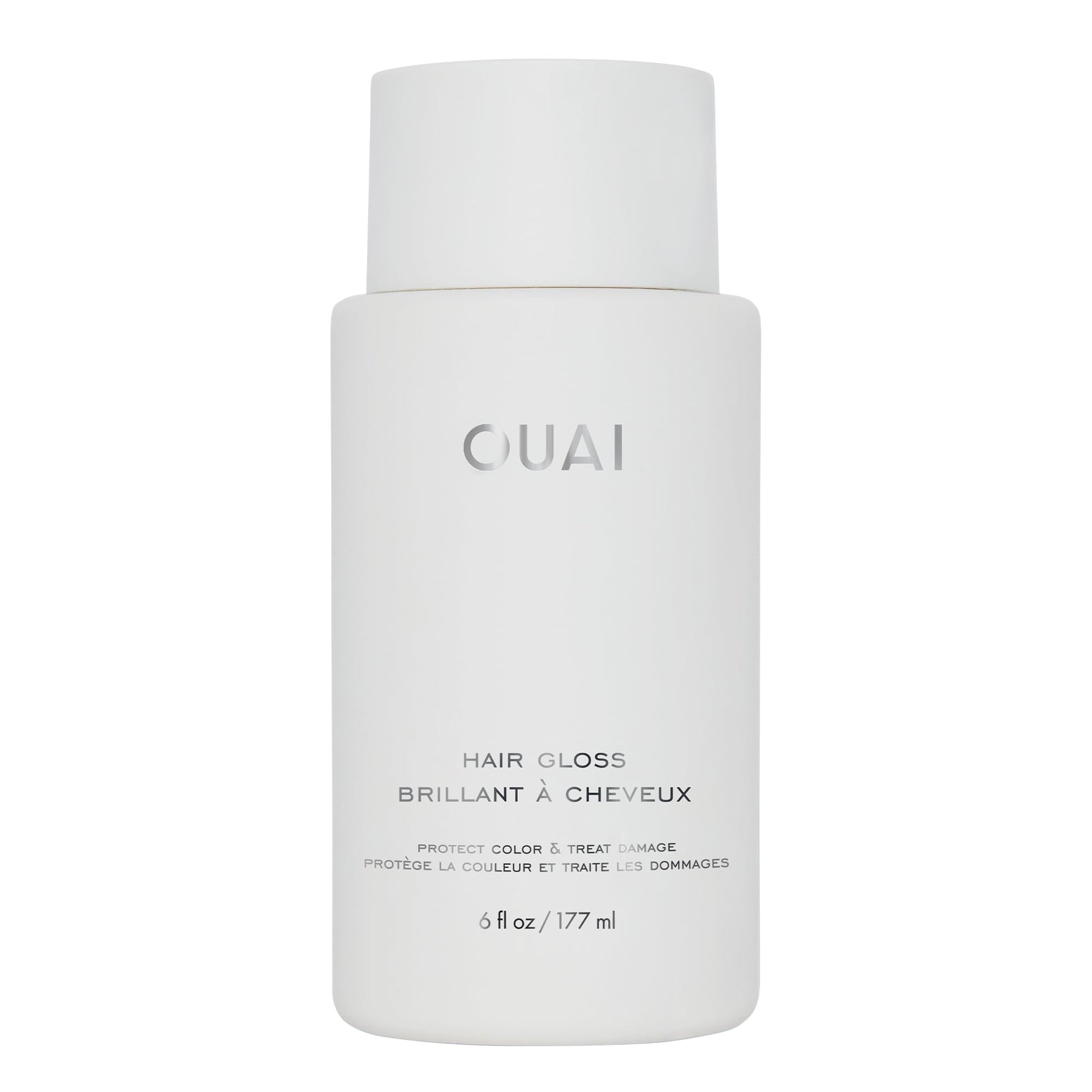 Light Gray OUAI Hair Gloss - In-Shower Shiny Hair Treatment & Glaze with Frizz Control - Heat Protectant Infused with Hyaluronic Acid, Rice Water & Panthenol - Paraben, Phthalate & Sulfate Free (6 Oz)