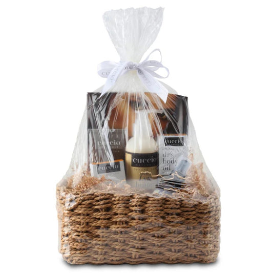 White Smoke Cuccio Naturale Milk & Honey 5 Piece Gift Basket Set – Spa Collection with Body Butter, Lyte Lotion, Dry Body Oil, Spa Mist & Cuticle Oil – Nourishing Self-Care Gift for Women