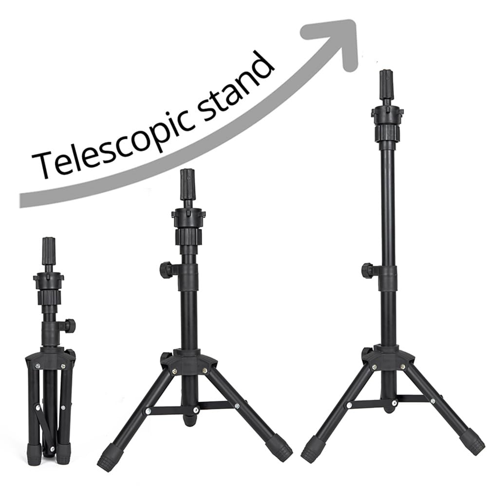 White Smoke ZQIAN BEAUTY 25 Inch Wig Stand Tripod, Adjustable Mannequin Head Stand, Wig Head Stand for Training Heads And Canvas Block Head (Mannequin Head Not Included)