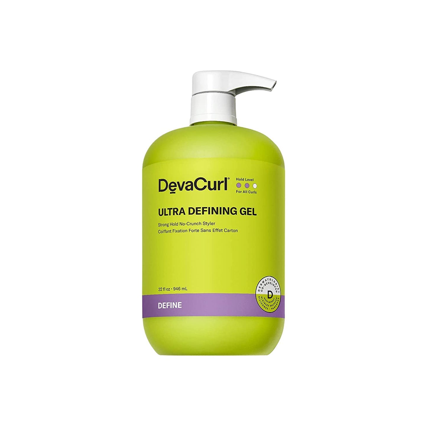 White Smoke DevaCurl Ultra Defining Gel Strong Hold Non-Crunch Styler, Bright Breeze, 32 fl. oz