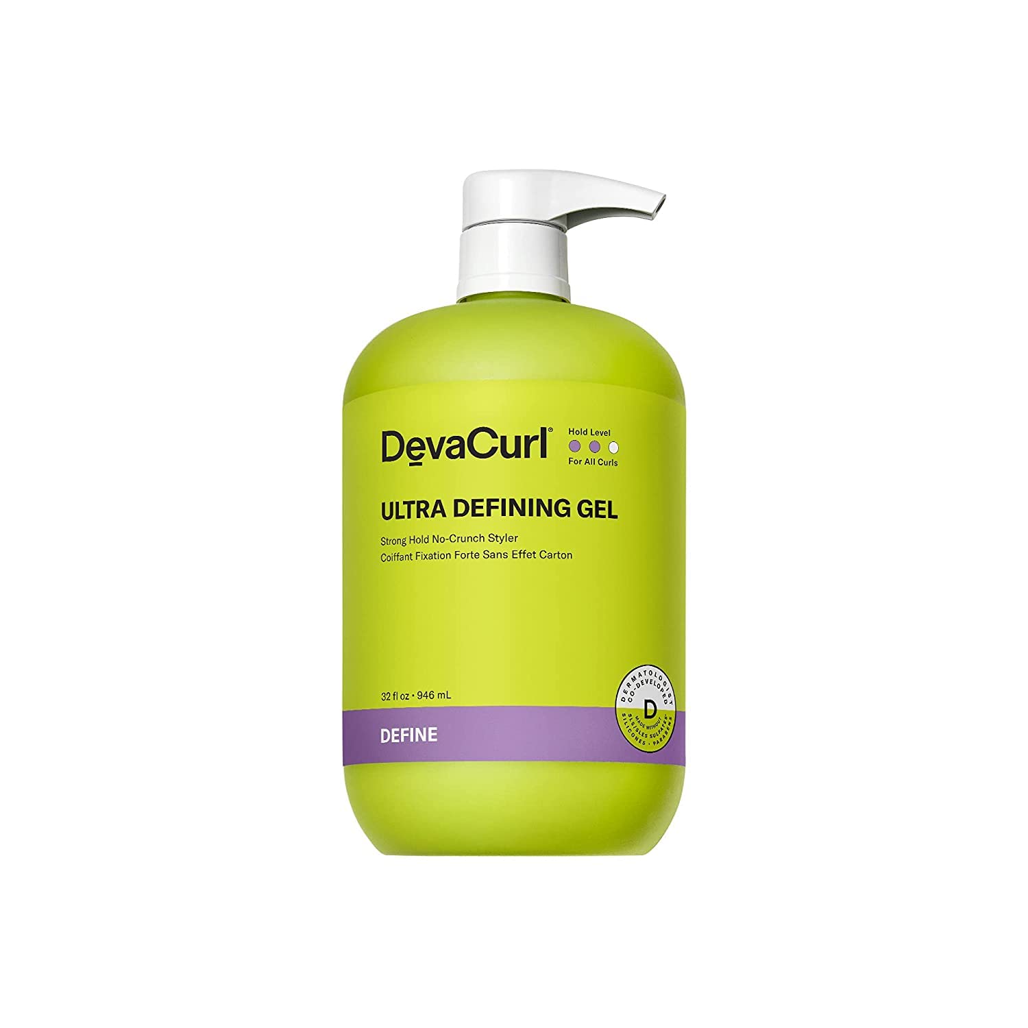 White Smoke DevaCurl Ultra Defining Gel Strong Hold Non-Crunch Styler, Bright Breeze, 32 fl. oz