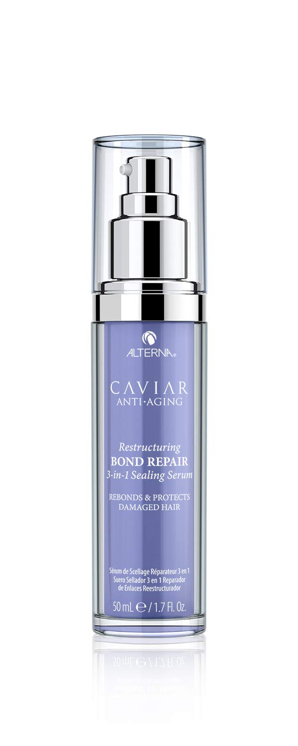 Dark Gray Alterna Haircare CAVIAR Anti-Aging Restructuring Bond Repair 3-in-1 Sealing Serum, Rebonds and Protects Damaged Hair,1.7 Fl Oz