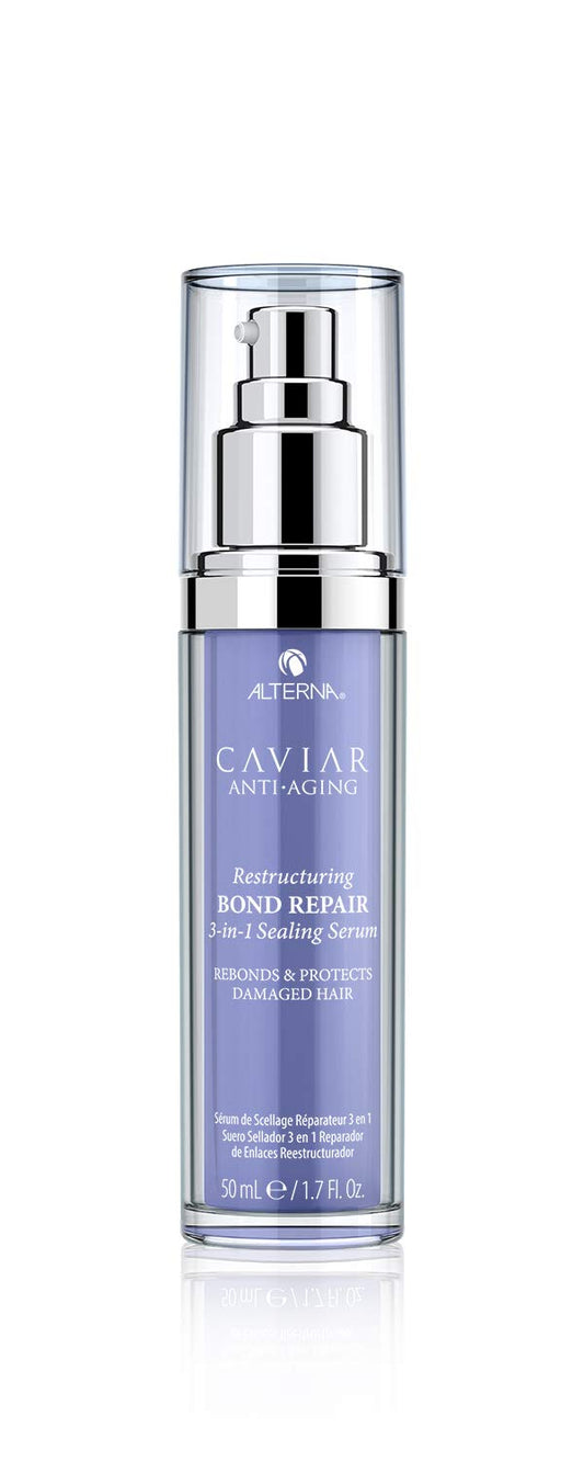 Dark Gray Alterna Haircare CAVIAR Anti-Aging Restructuring Bond Repair 3-in-1 Sealing Serum, Rebonds and Protects Damaged Hair,1.7 Fl Oz