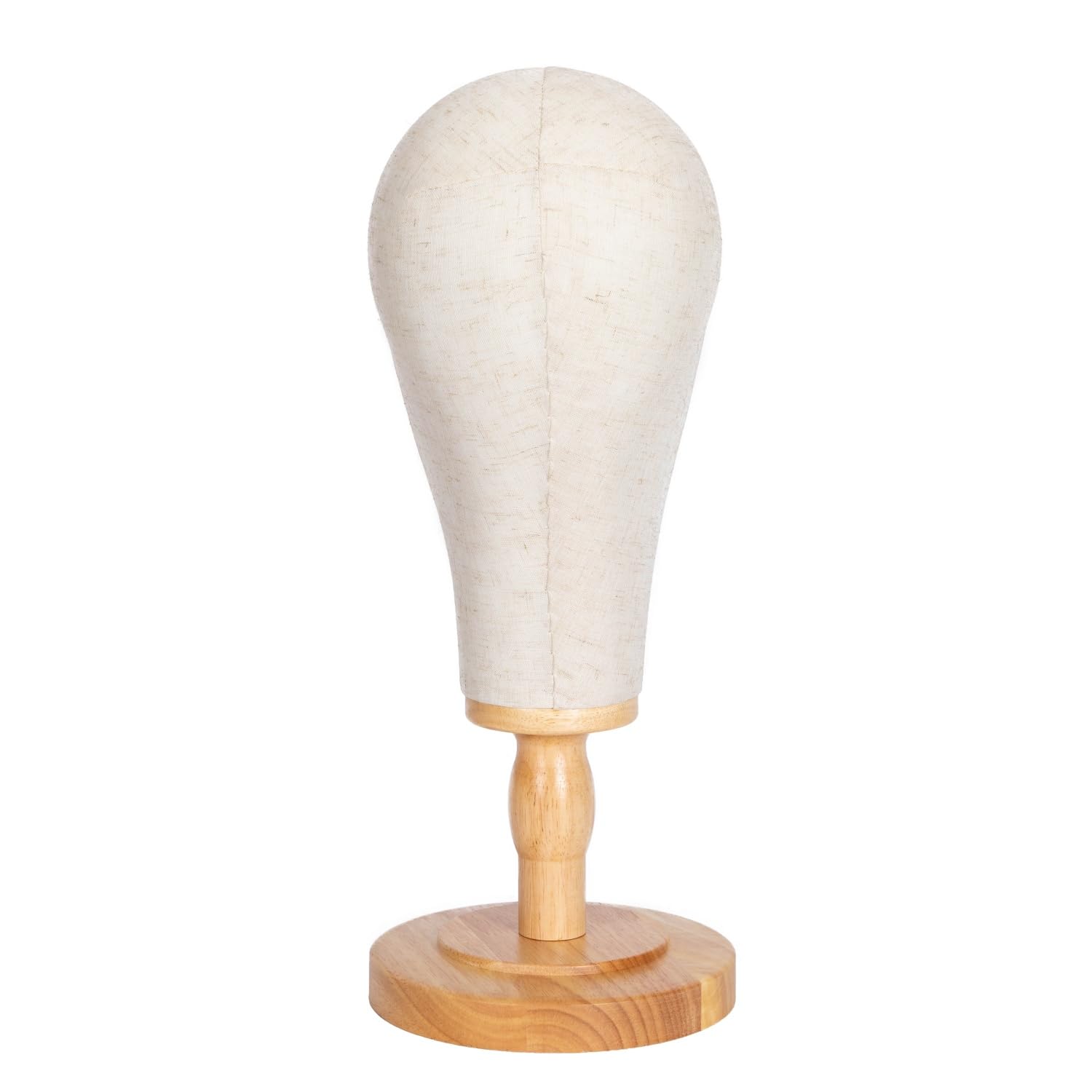 White Smoke koskusder White Canvas Mannequin Head Stand with Detachable Wood Base for Wigs Linen Dome Model Mannequin Head with Wooden Stand for Caps, Headdress, Wig Making