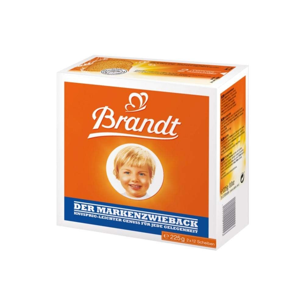 White Smoke Brandt Zwieback Rusk | Sweetened Crispy Bread | Perfect for Teething Children | Enjoy With Sweet or Savory toppings | 8 oz each [Pack of 2]