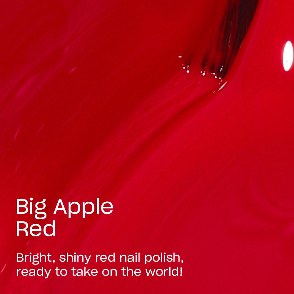 Dark Red OPI Nail Lacquer Big Apple Red | Opaque Bright Red Crème Chip Resistant Nail Polish | Fast Drying, Streak Free