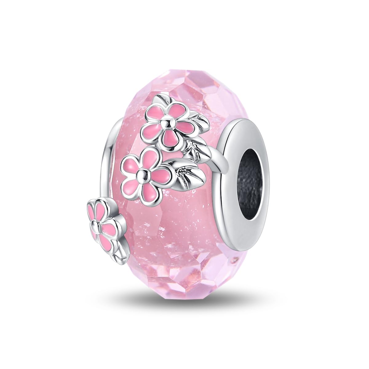 White Smoke ChenYuTe 925 Sterling Silver Murano Charms, Clear Flower Beads Multi-color Women's Bracelet Necklace Jewelry Gifts