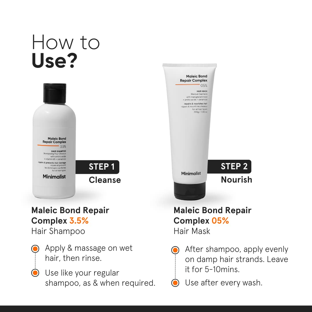 White Smoke Minimalist Hair Mask for Damaged Hair & Frizzy Hair | Post Shampoo | Maleic Bond Repair Complex 5% | Transglutaminase, Amino Acids & Ceramides | For Women & Men | 7.05 Oz/200 gm