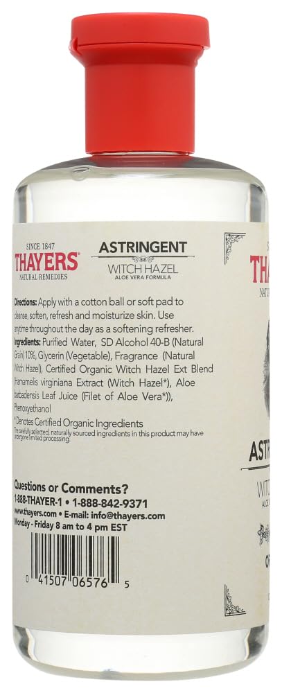 Light Gray Thayers Witch Hazel with Aloe Vera, Original Astringent 12 oz (Pack of 4)