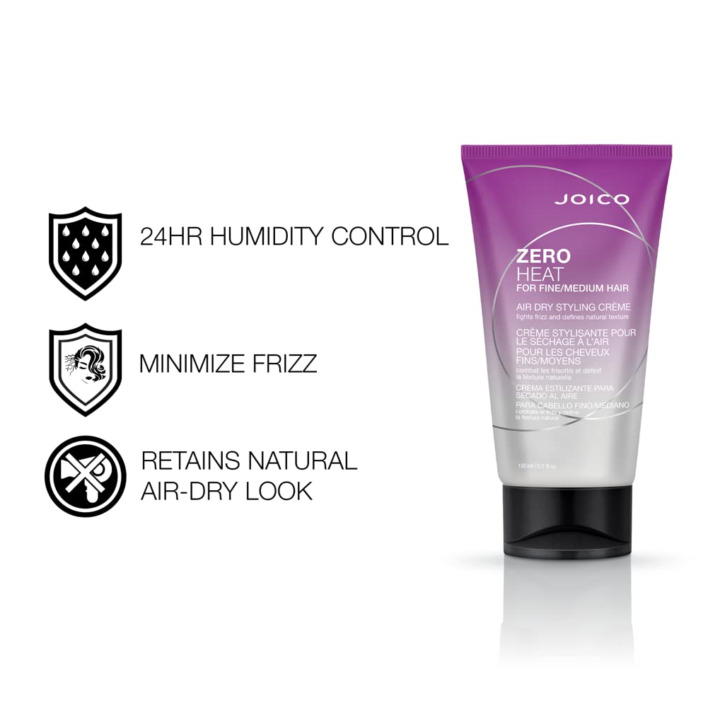 White Smoke Joico Zero Heat Air Dry Styling Crème | For Fine to Medium Hair | 24 Hour Humidity Control | Tames Frizz & Enhances Texture | Boost Shine | Reduce Drying Time | 5.1 Fl Oz