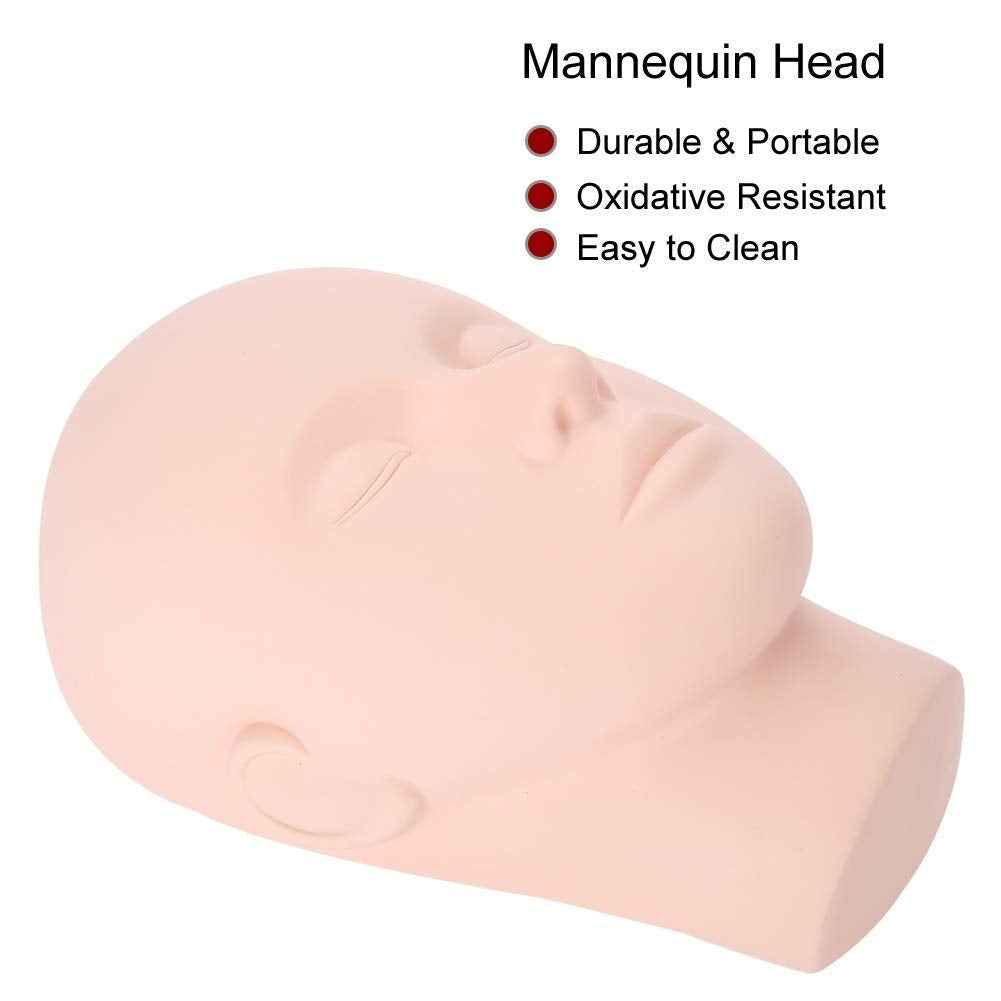 White Smoke Lash Mannequin Head,Silicone Mannequin Head,Pro Training Mannequin Flat Head Practice,for Make Up and Lash Extention,Cosmetology Mannequin Doll Face Head (Skin colour -A)