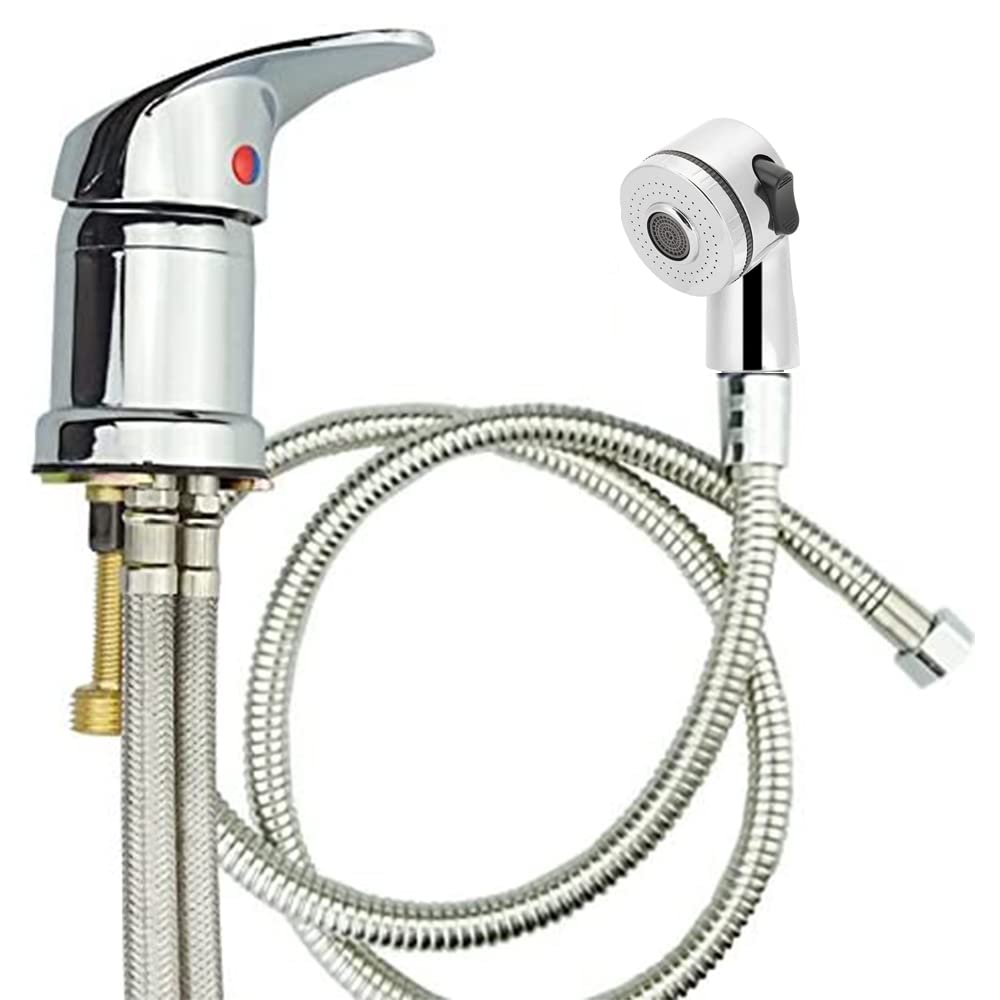 White Smoke Weirun Salon Shampoo Bed Bowl Sink Basin Faucet or Backwash Unit,Shampoo Bowl Faucet with Hose and Shower Spray Head Wash Hair Sprayer,Chrome