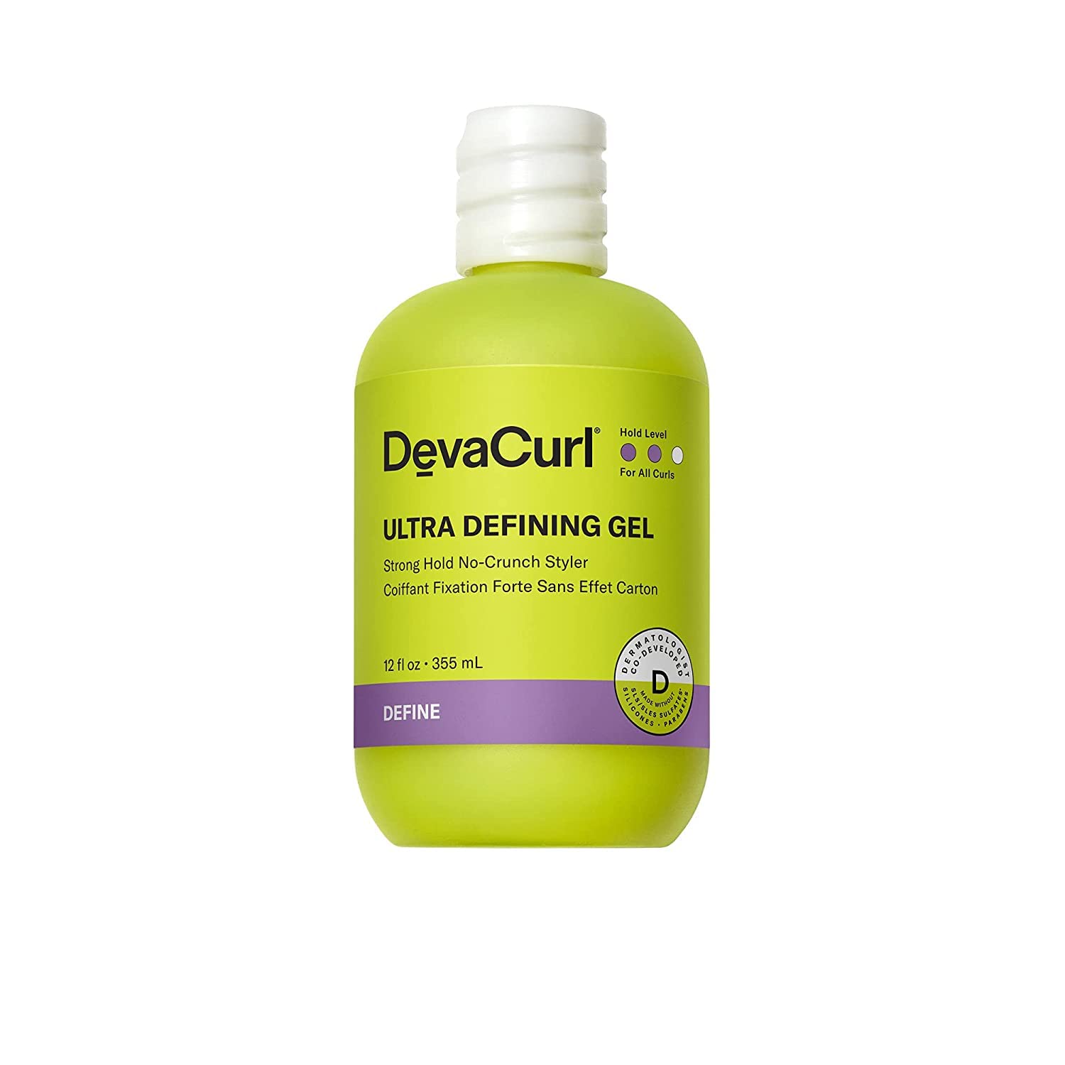 White Smoke DevaCurl Ultra Defining Gel Strong Hold Non-Crunch Styler, Bright Breeze, 12 fl. oz