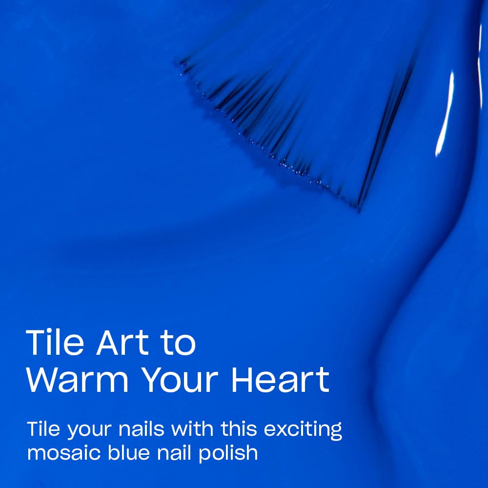 Royal Blue OPI Nail Lacquer Tile Art to Warm Your Heart | Opaque Bright Blue Crème Chip Resistant Nail Polish | Lisbon Collection