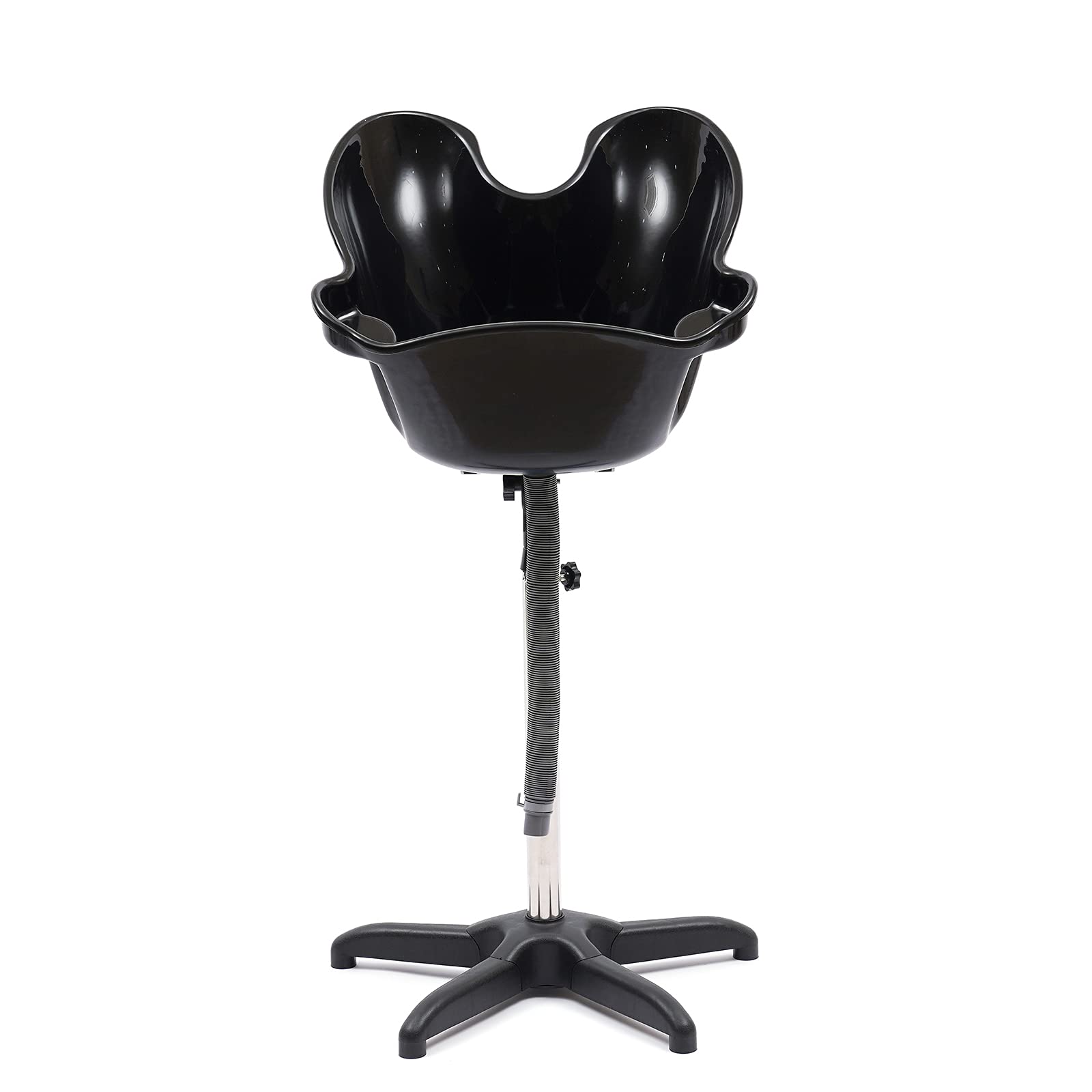 White Smoke Shampoo Bowl Portable Salon Sink with Adjustable Height and Drain, Hair Washing Basin Salon Chair Barber Deep Bowl with Drain Hose