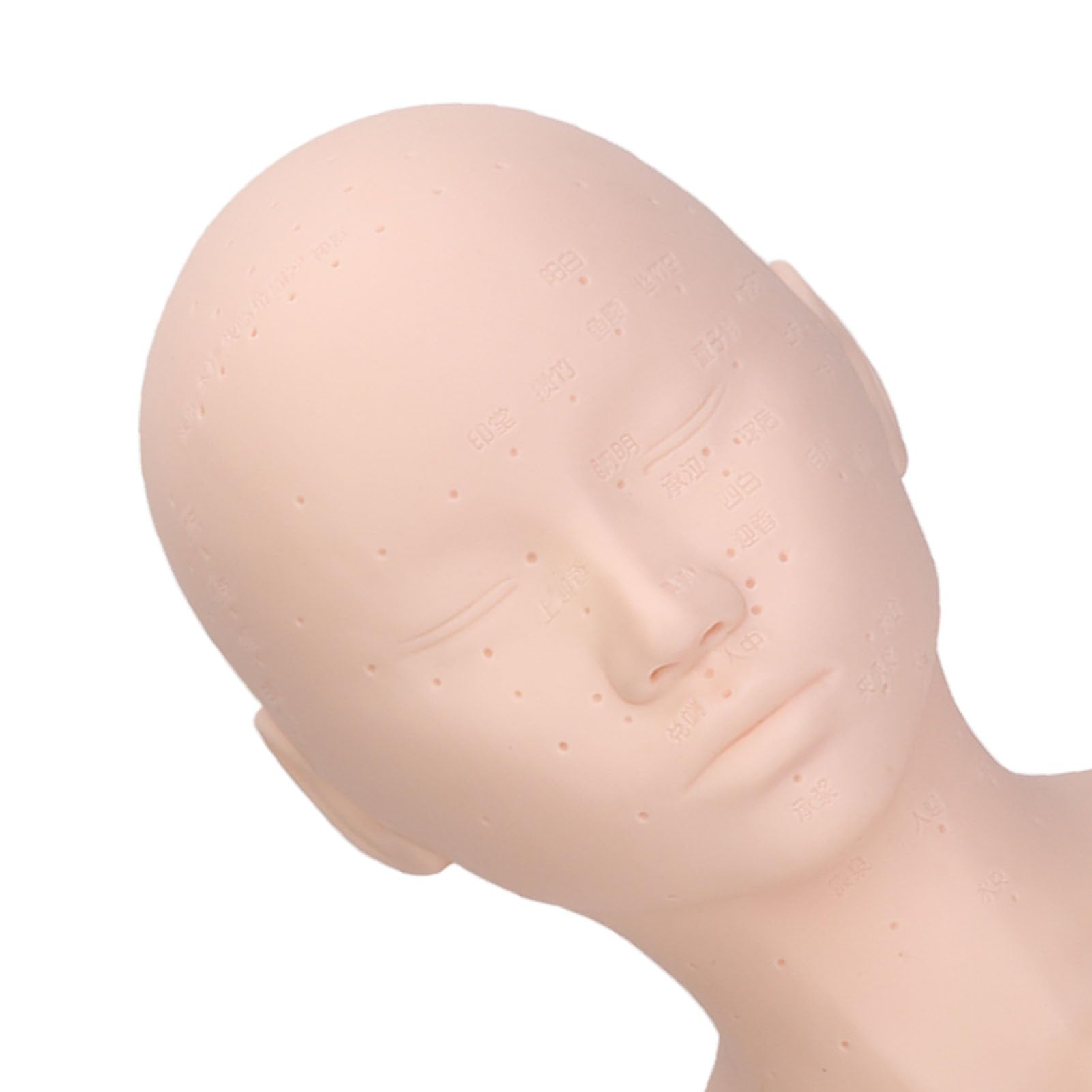White Smoke Esthetics Mannequin Head with Shoulders, Cosmetology Mannequin Head with Acupuncture Points, Soft PVC Mannequin Head for Facials Massage, Wigs Hat Display, Makeup Practice