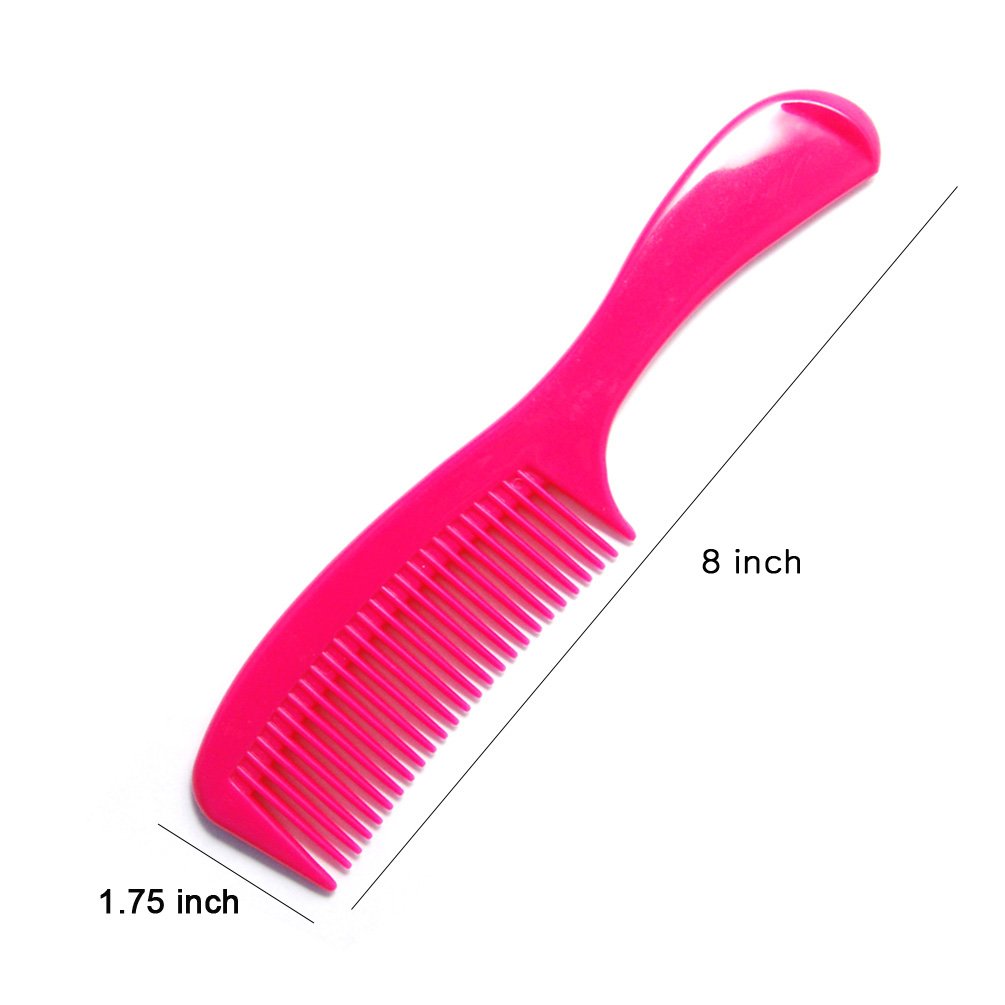 White Smoke LUXXII - (6 Pack) 8" Colorful Styling Essentials Round Handle Comb Hair Combs and (1 Pack) 5" Favorict Pocket Comb (A)