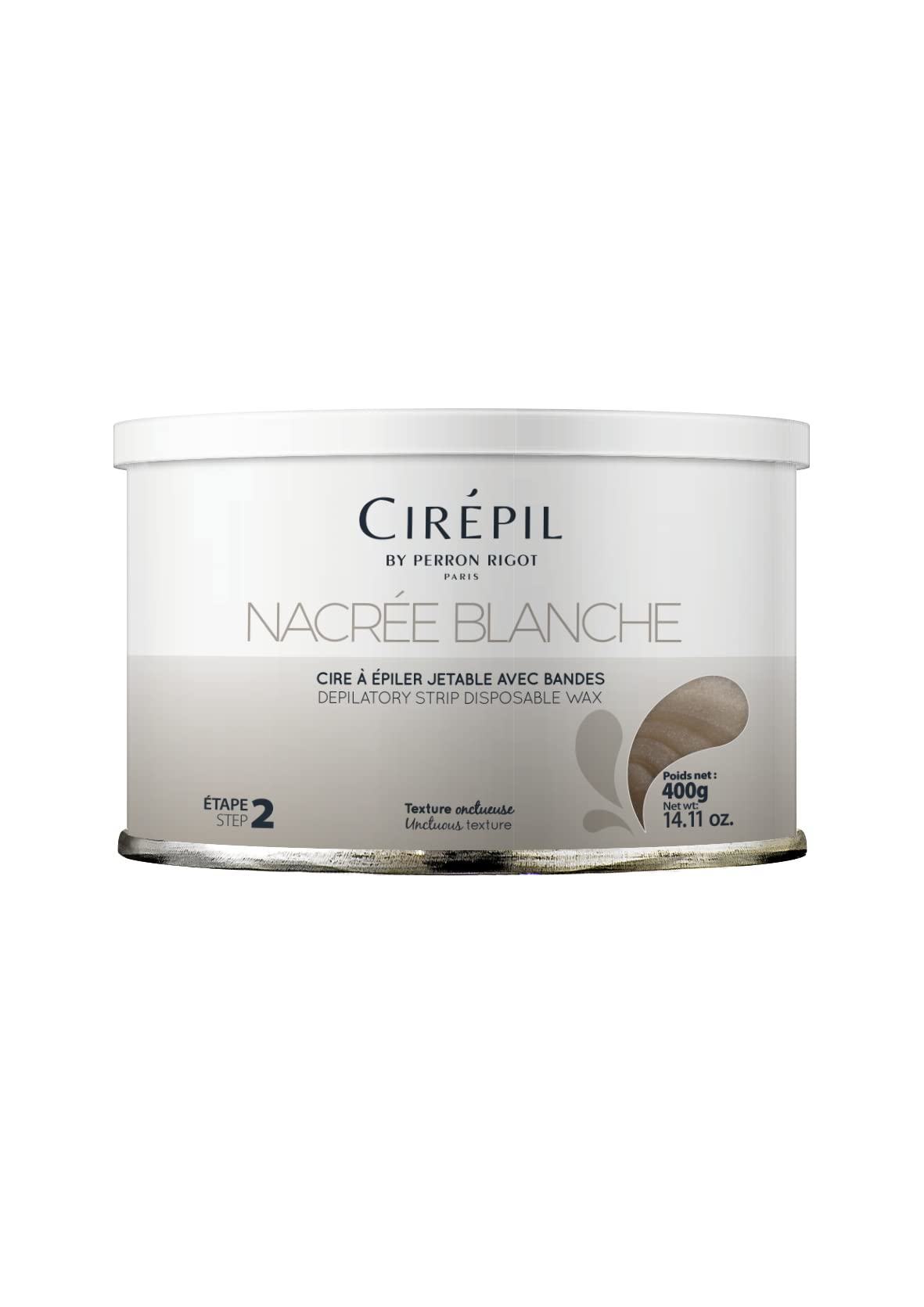 Light Gray Cirepil - Nacrée Blanche - 400g / 14.11 oz Soft Wax Tin - Creamy Strip Wax for Sensitive & Dry Skin - Gentle Pearl White Formula - Soothing Professional Body Depilatory Refill