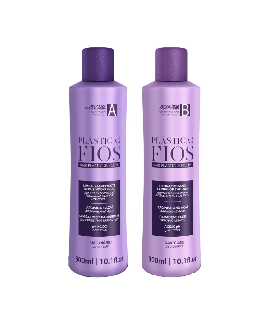 White Smoke Plastica Dos Fios Home Care Kit- Maintenance Set Shampoo and Conditioner Hair Smoothing For All Hair Types, (2x300ml) Keratin Hair
